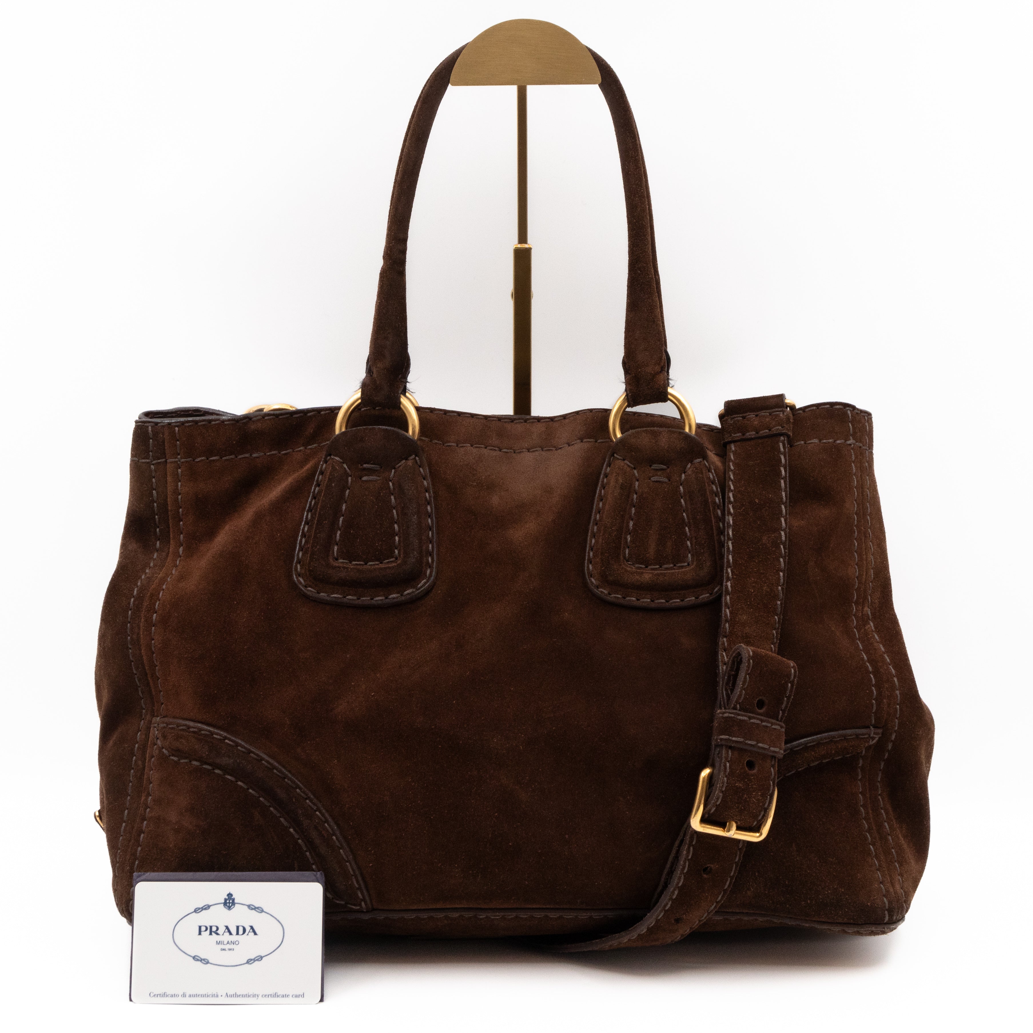 Bowling Bag Brown Suede Leather