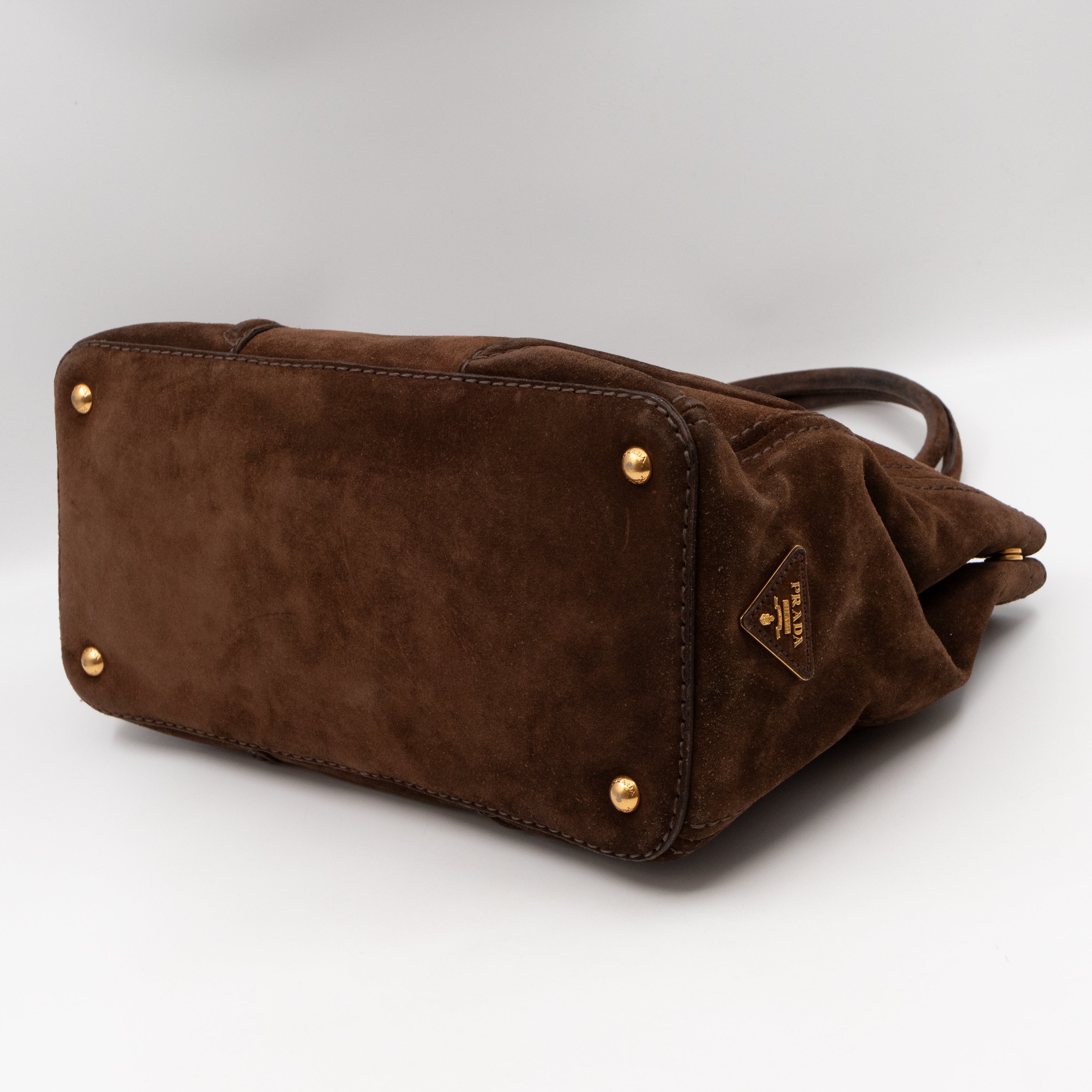 Bowling Bag Brown Suede Leather