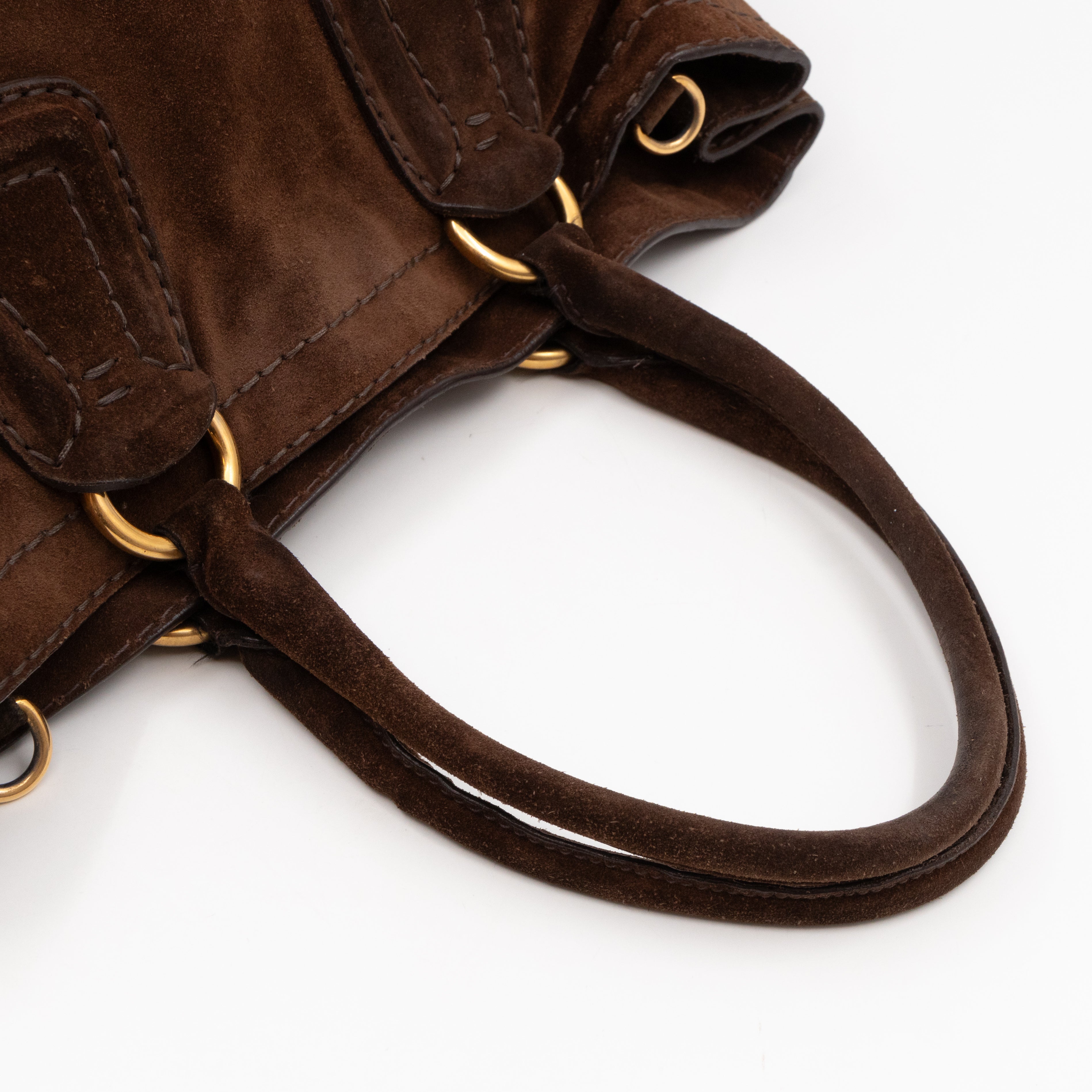 Bowling Bag Brown Suede Leather