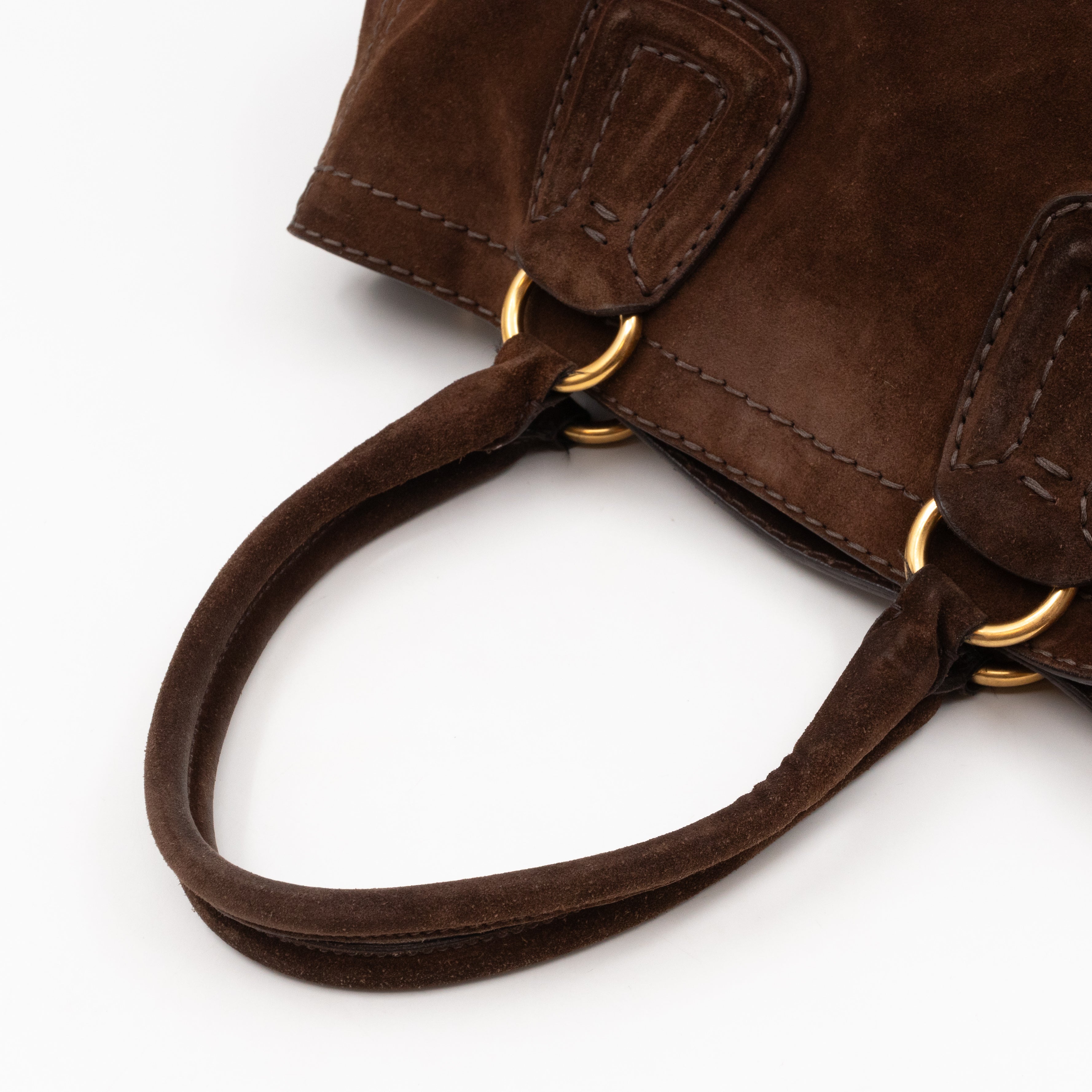 Bowling Bag Brown Suede Leather