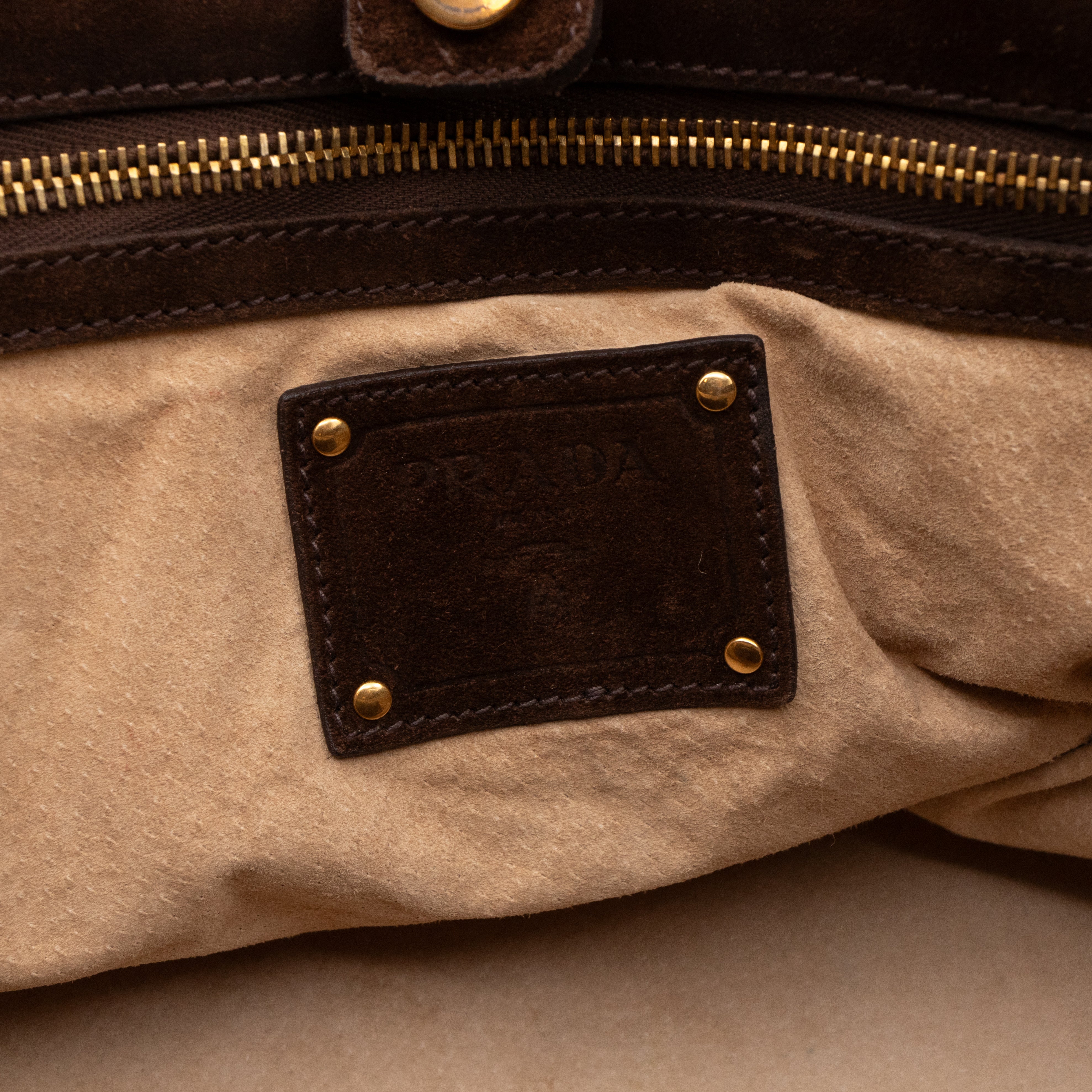 Bowling Bag Brown Suede Leather