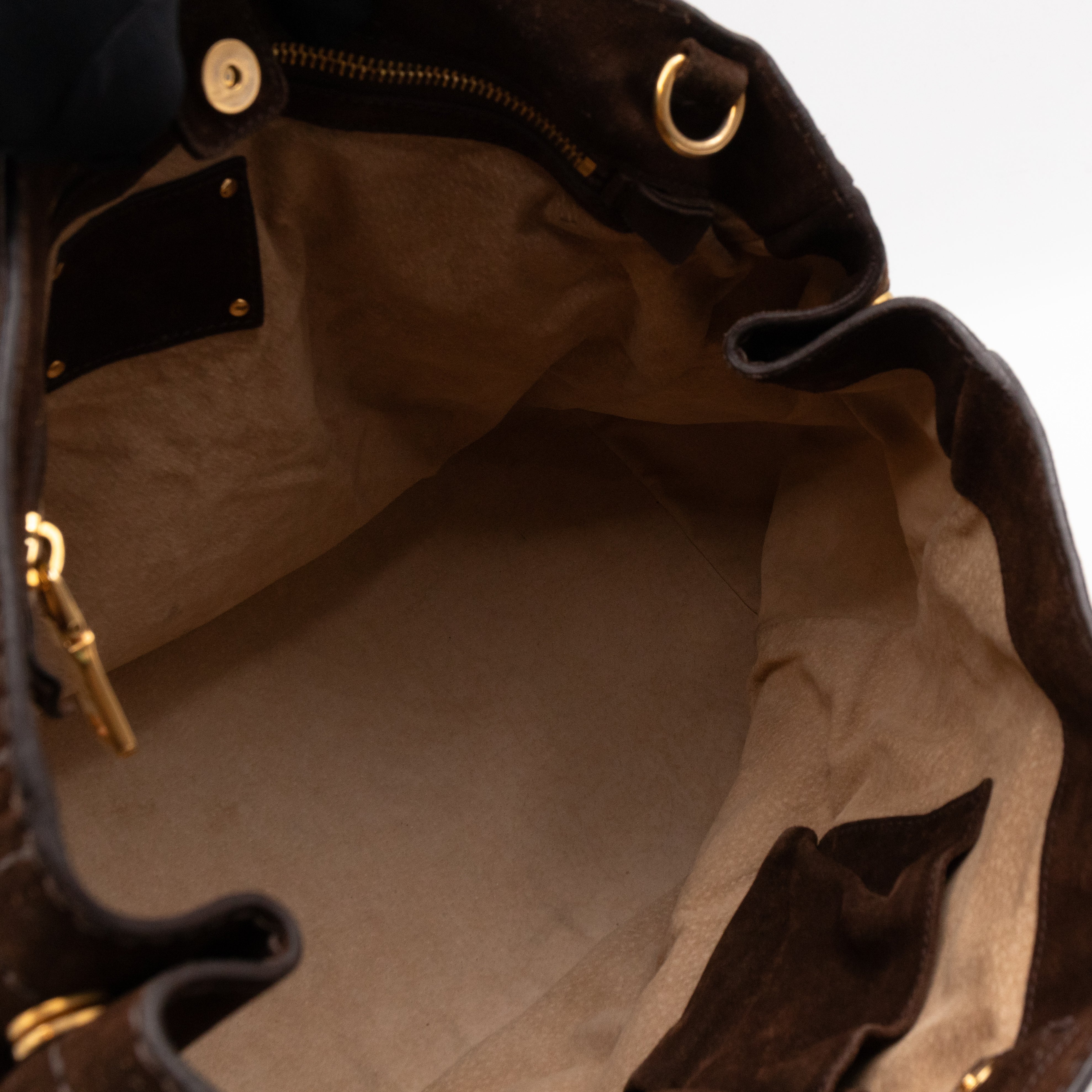 Bowling Bag Brown Suede Leather