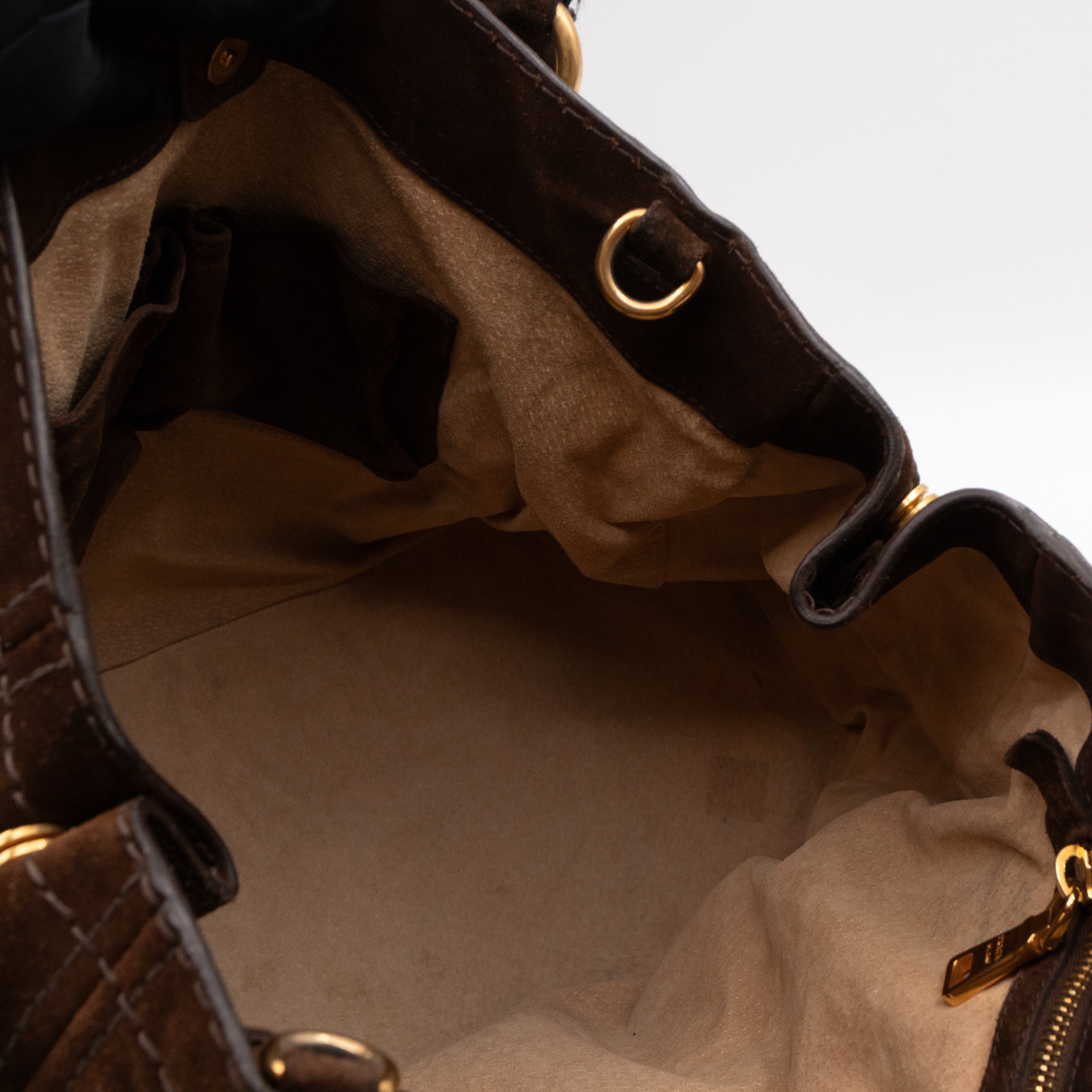 Bowling Bag Brown Suede Leather
