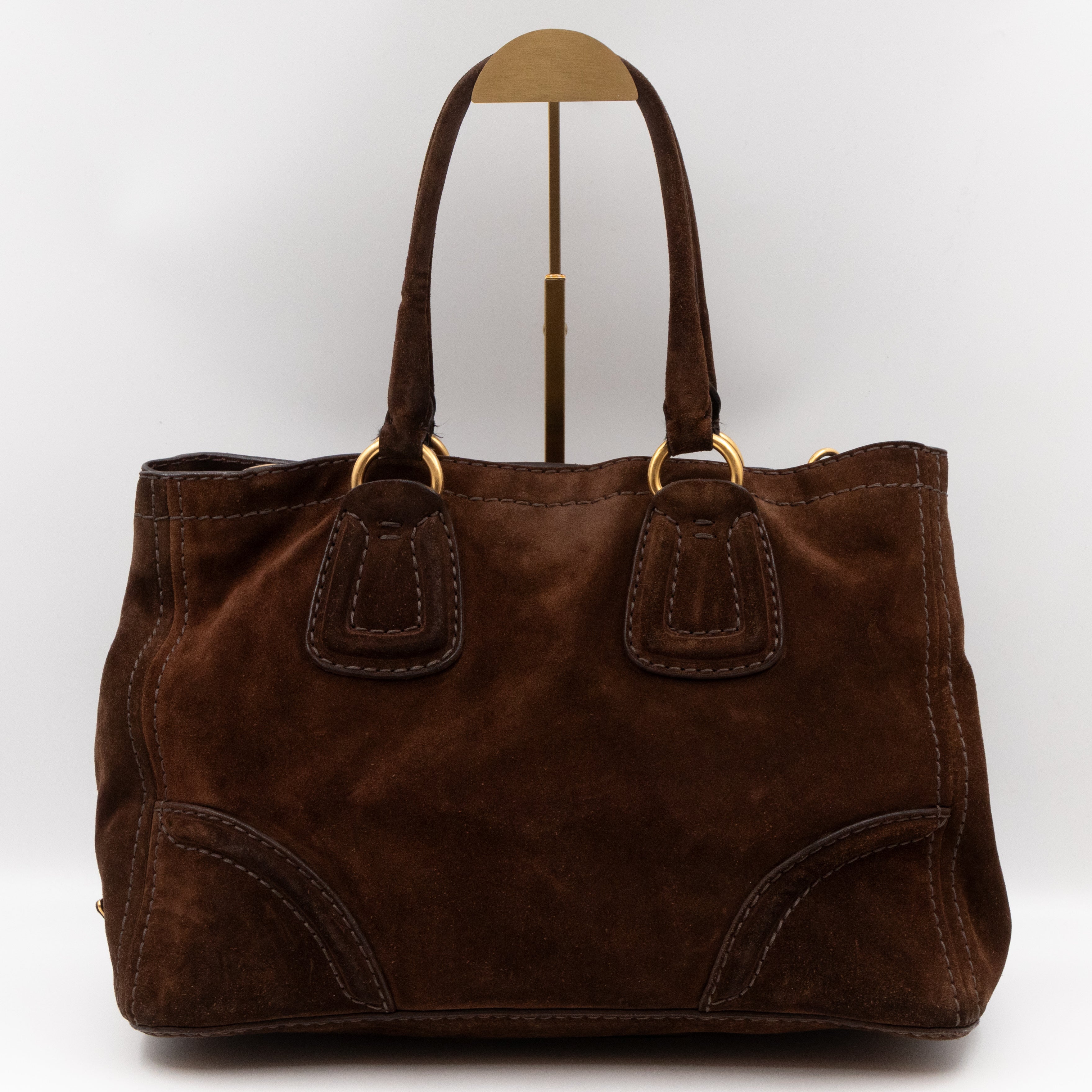 Bowling Bag Brown Suede Leather