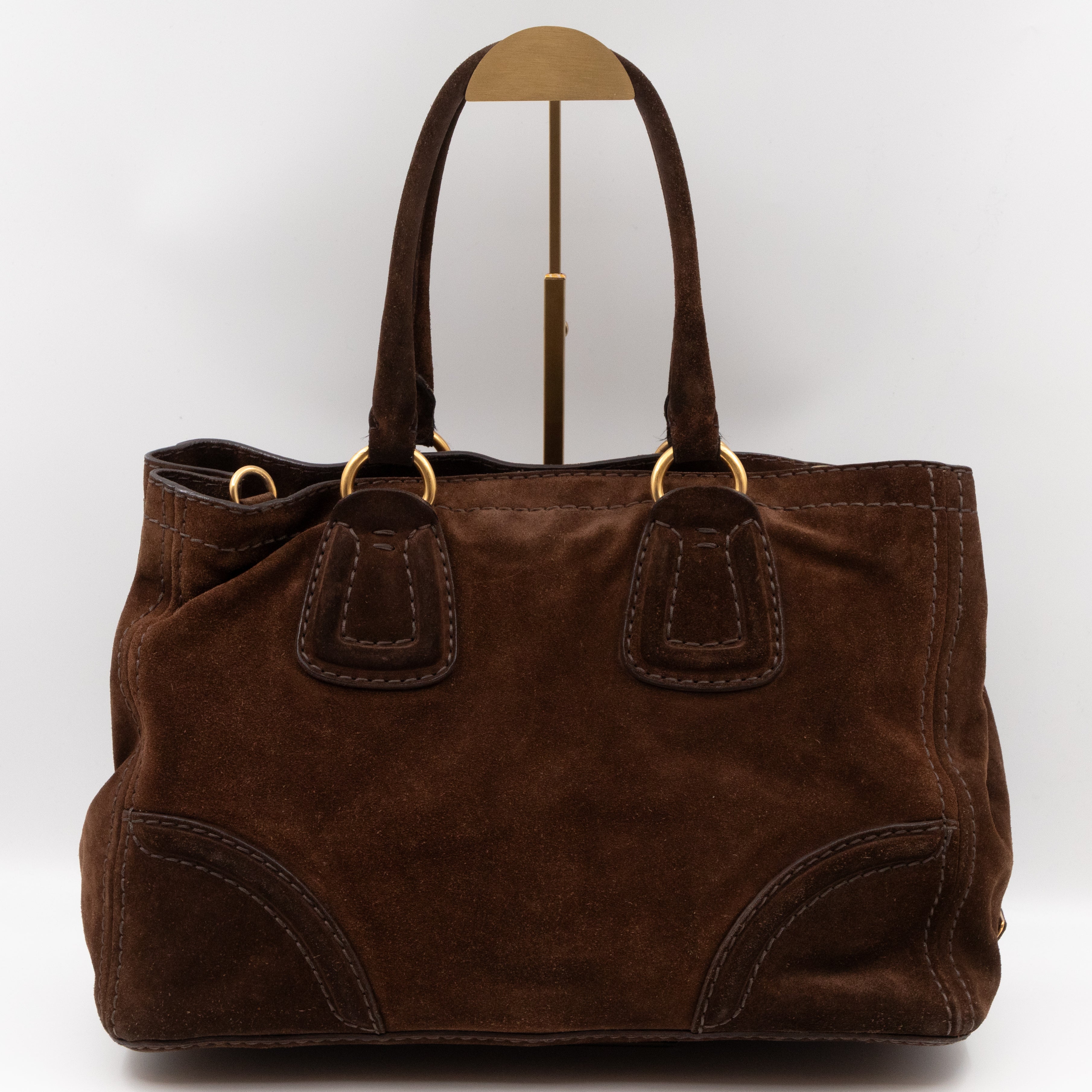 Bowling Bag Brown Suede Leather