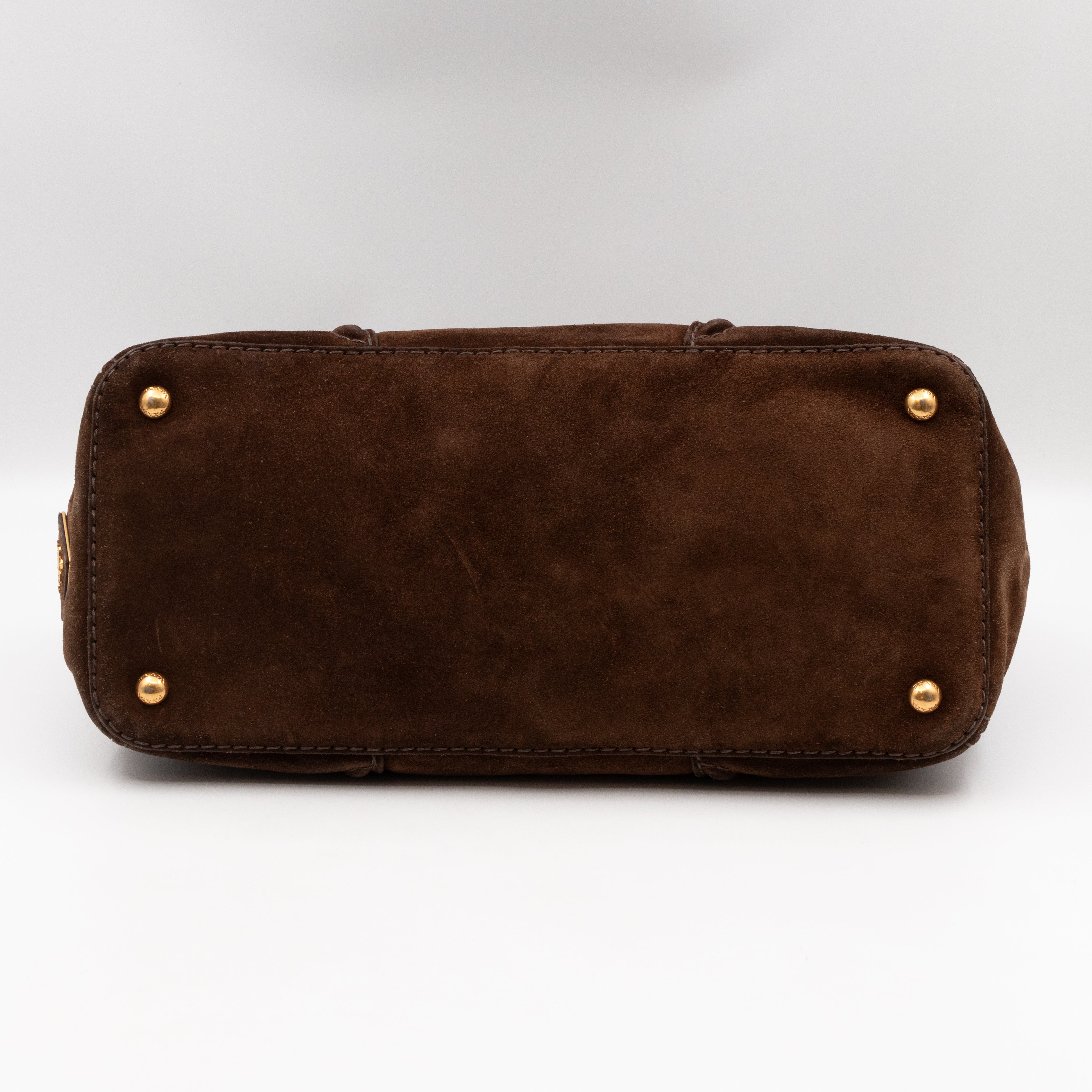 Bowling Bag Brown Suede Leather