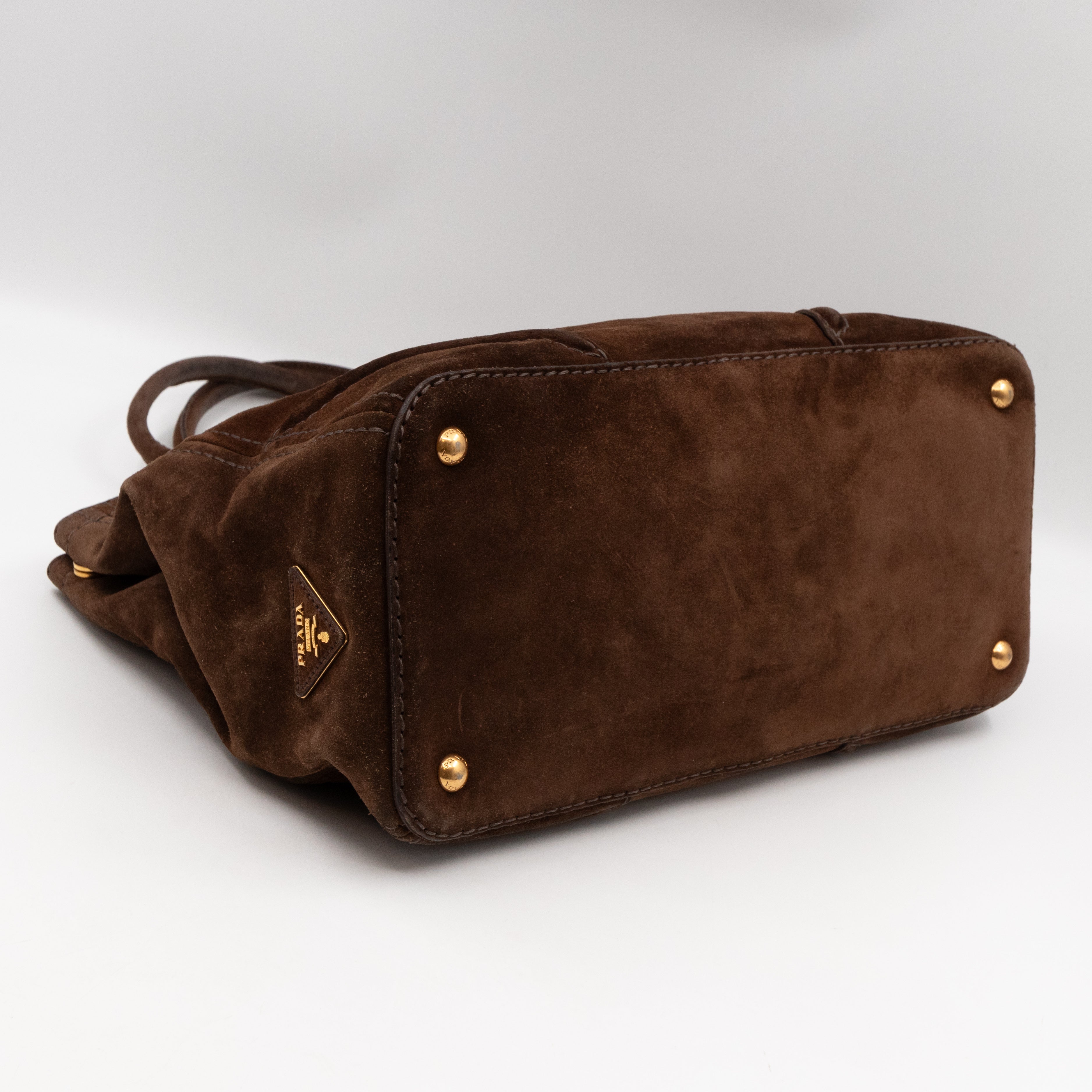 Bowling Bag Brown Suede Leather