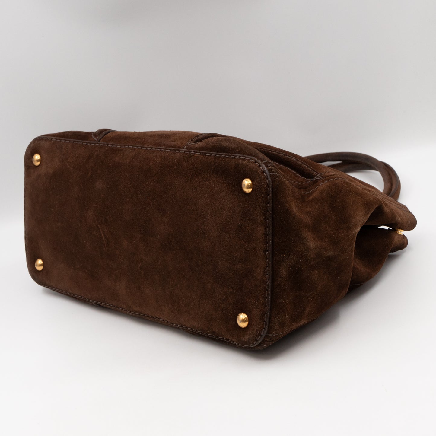 Bowling Bag Brown Suede Leather
