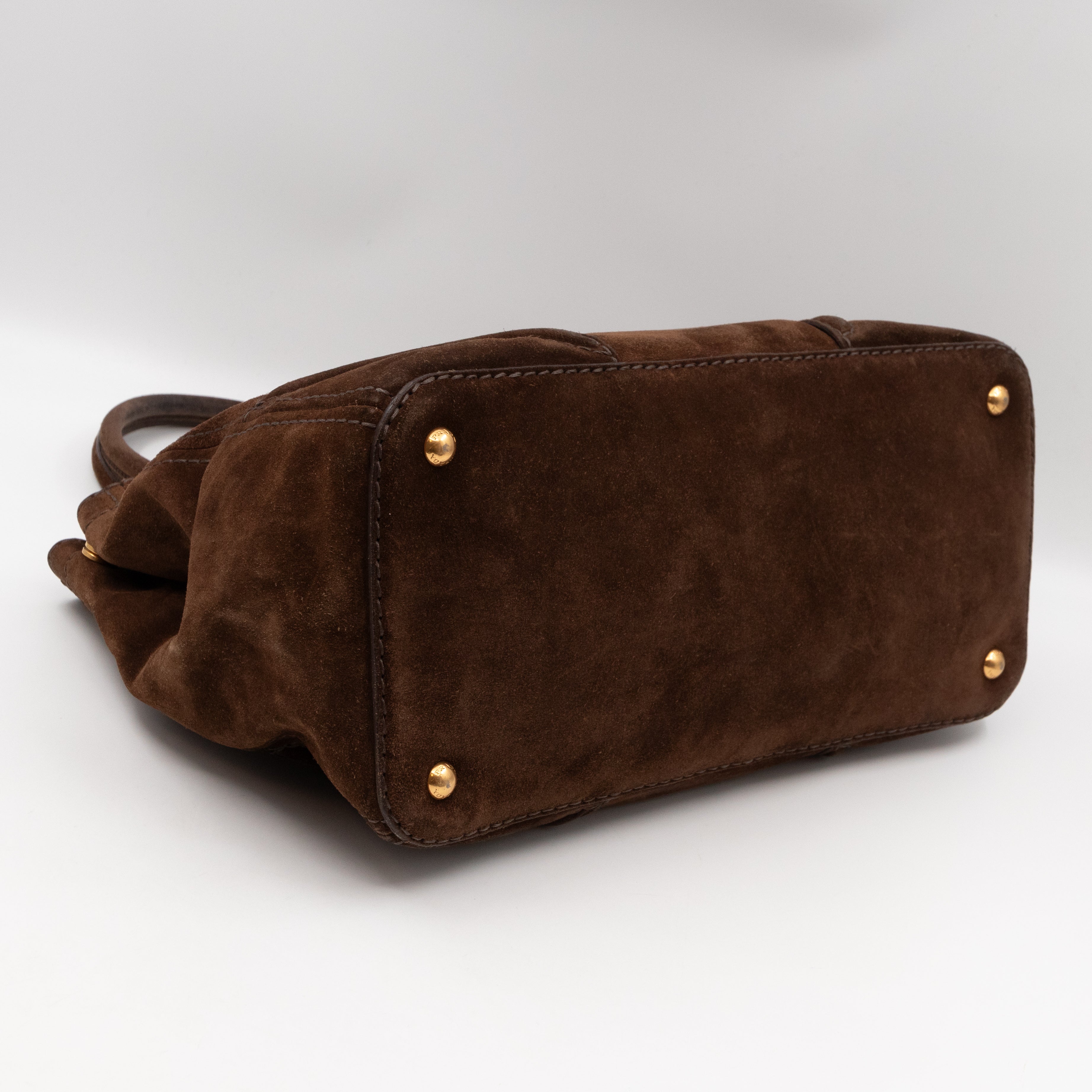 Bowling Bag Brown Suede Leather