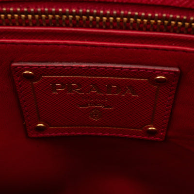 Double Handle Tote Bag Fuoco Red Saffiano Lux