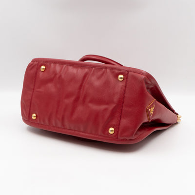 Double Handle Tote Bag Fuoco Red Saffiano Lux