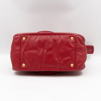 Double Handle Tote Bag Fuoco Red Saffiano Lux