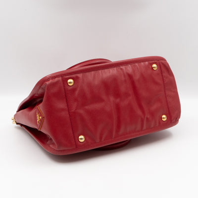 Double Handle Tote Bag Fuoco Red Saffiano Lux