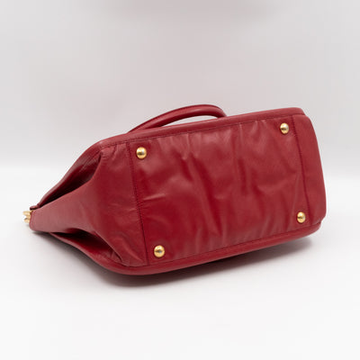 Double Handle Tote Bag Fuoco Red Saffiano Lux
