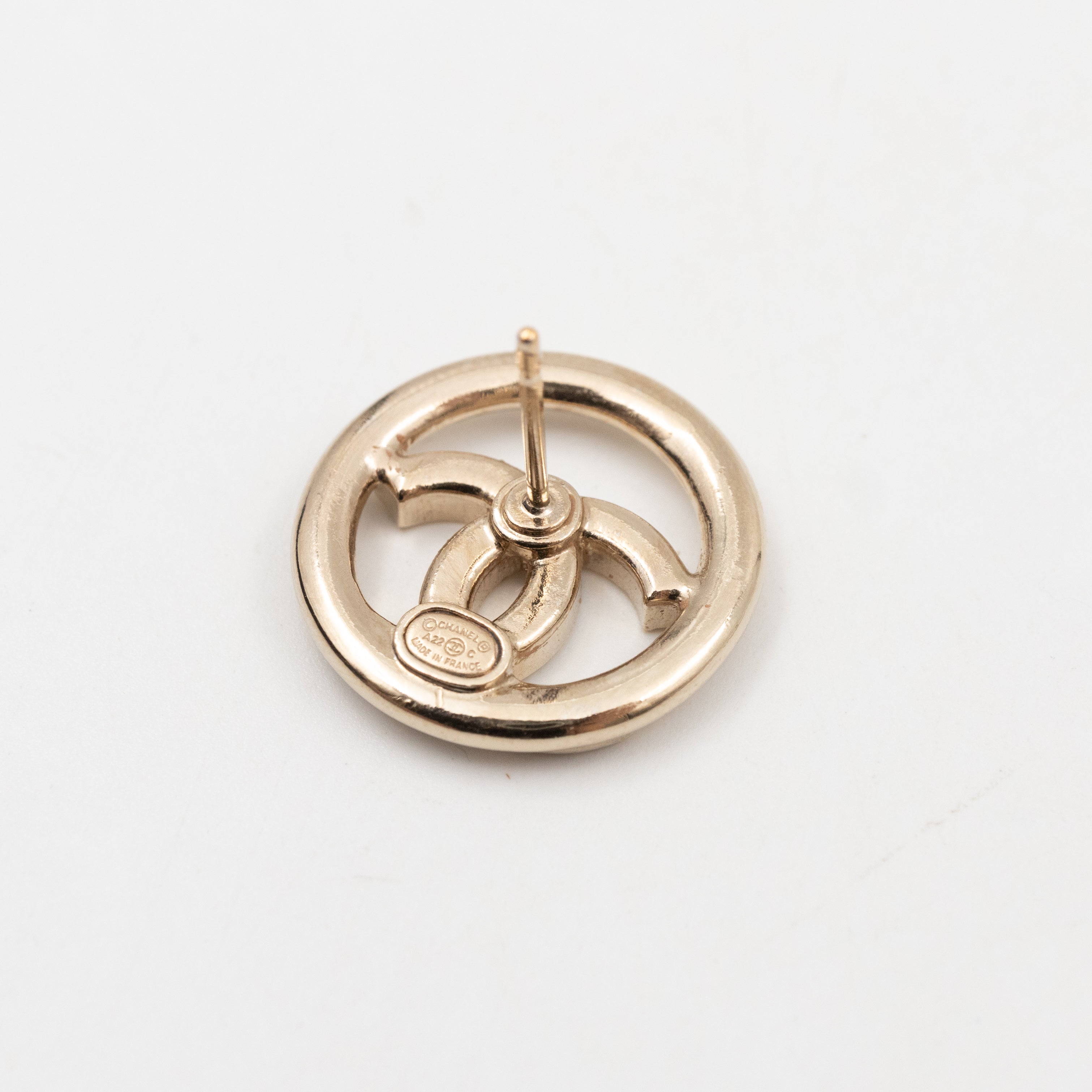 Light Gold Circle CC with Crystals Earrings
