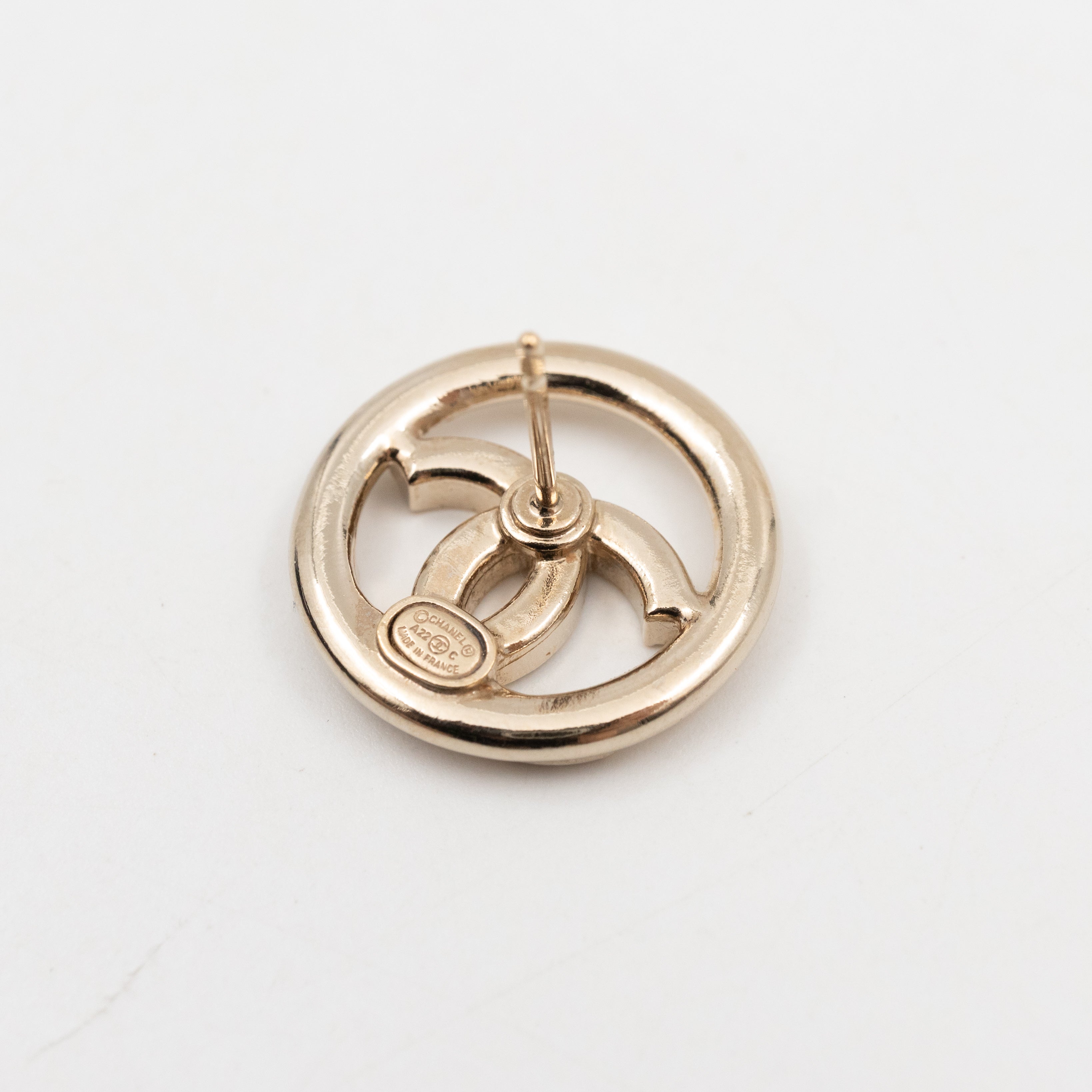 Light Gold Circle CC with Crystals Earrings