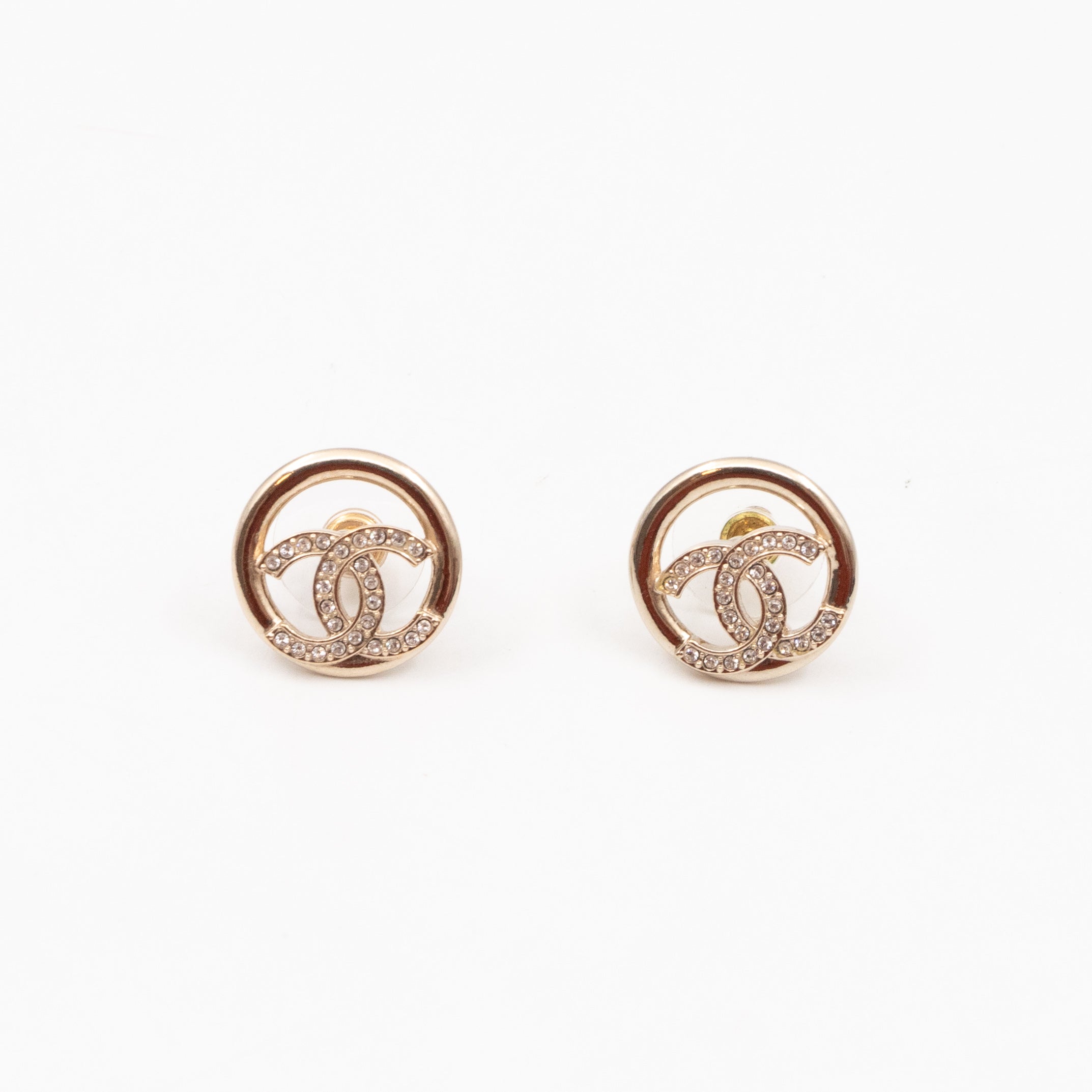 Light Gold Circle CC with Crystals Earrings