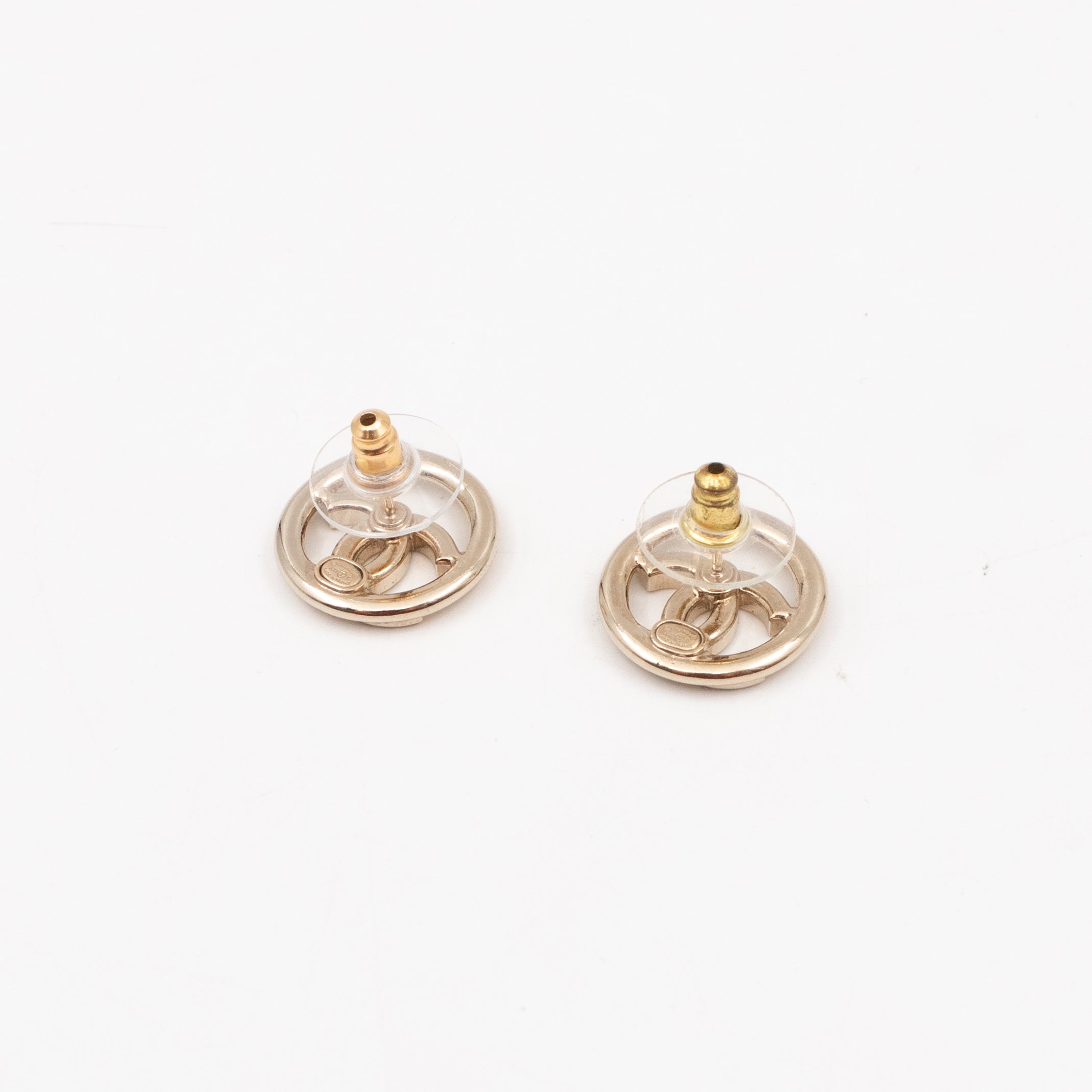 Light Gold Circle CC with Crystals Earrings