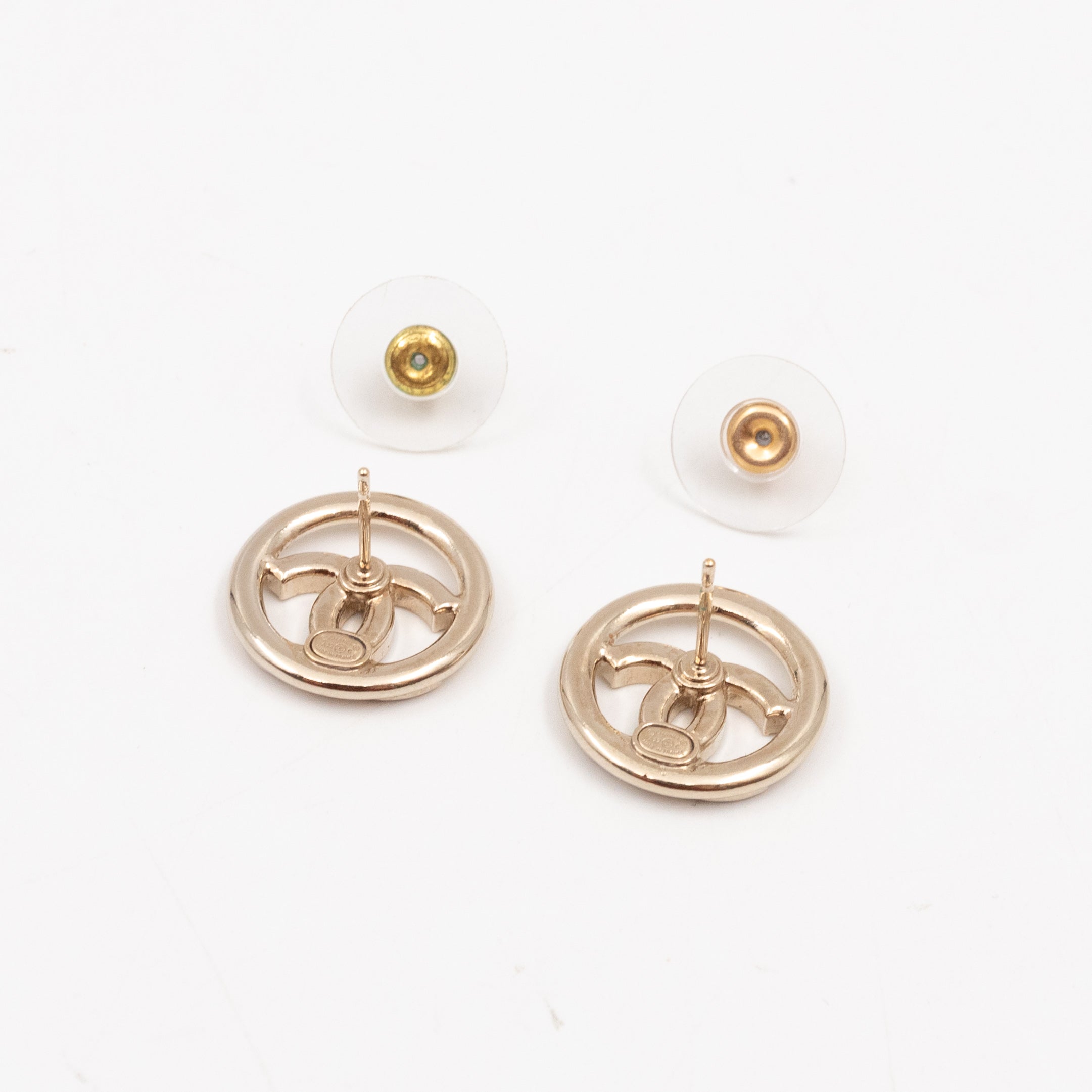 Light Gold Circle CC with Crystals Earrings