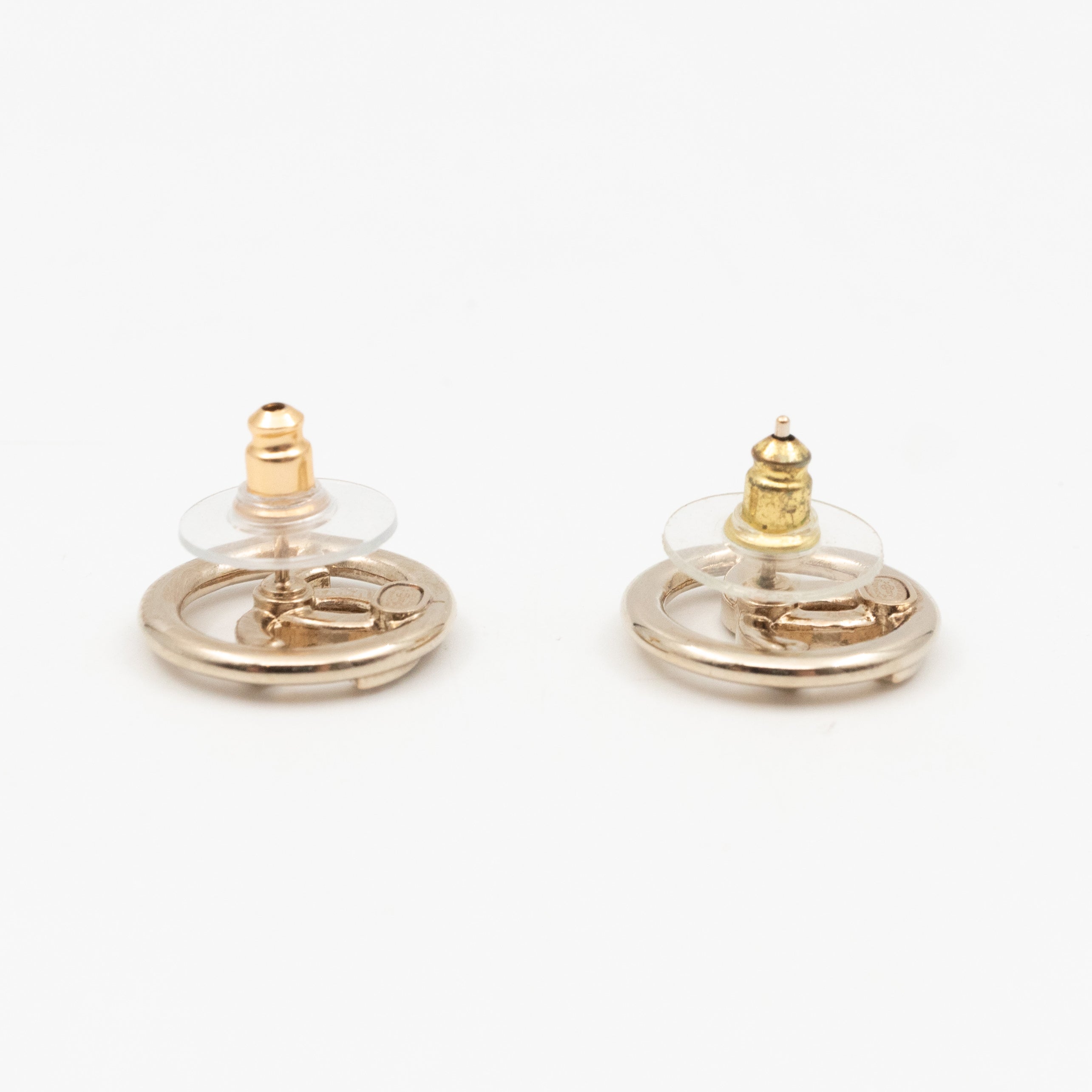 Light Gold Circle CC with Crystals Earrings