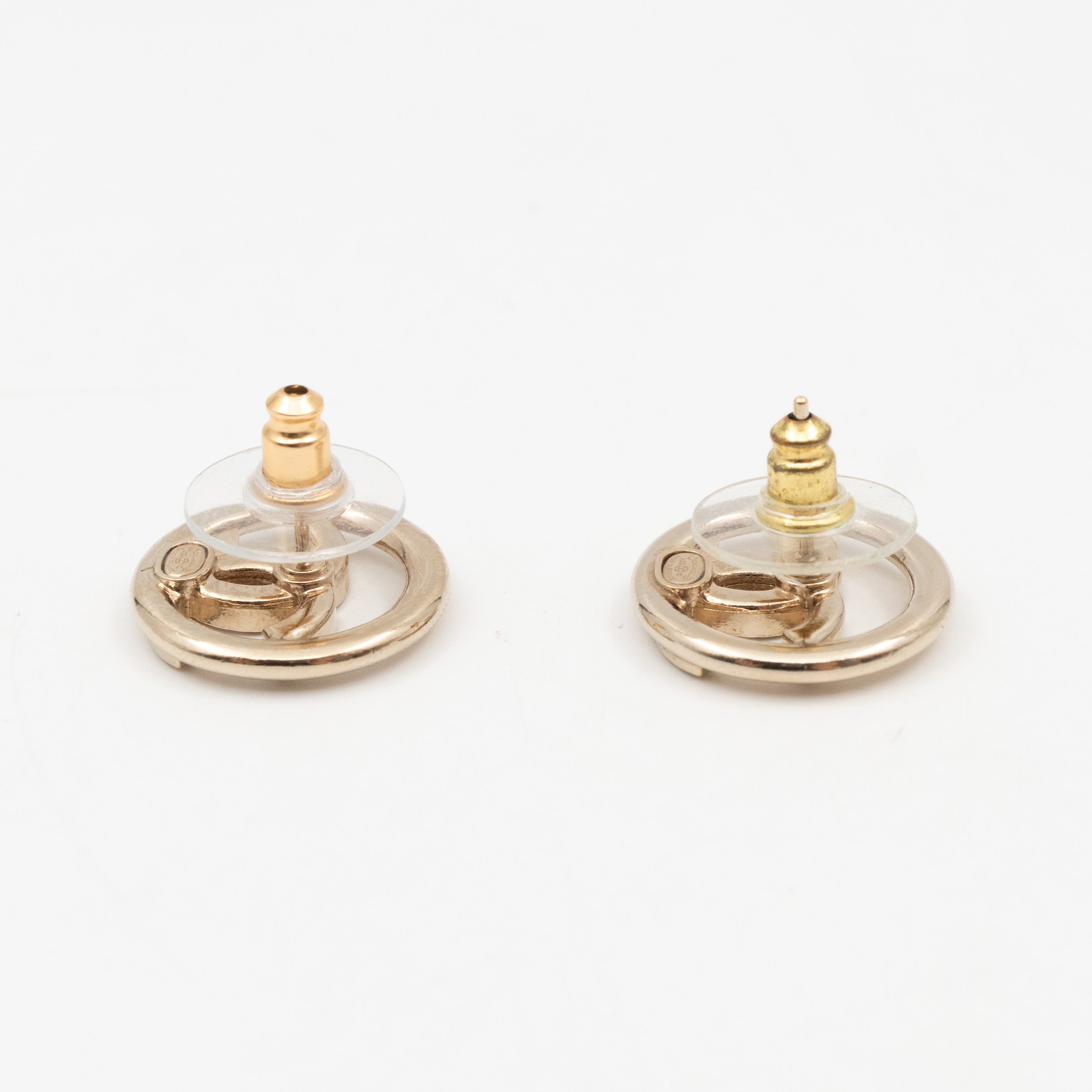 Light Gold Circle CC with Crystals Earrings