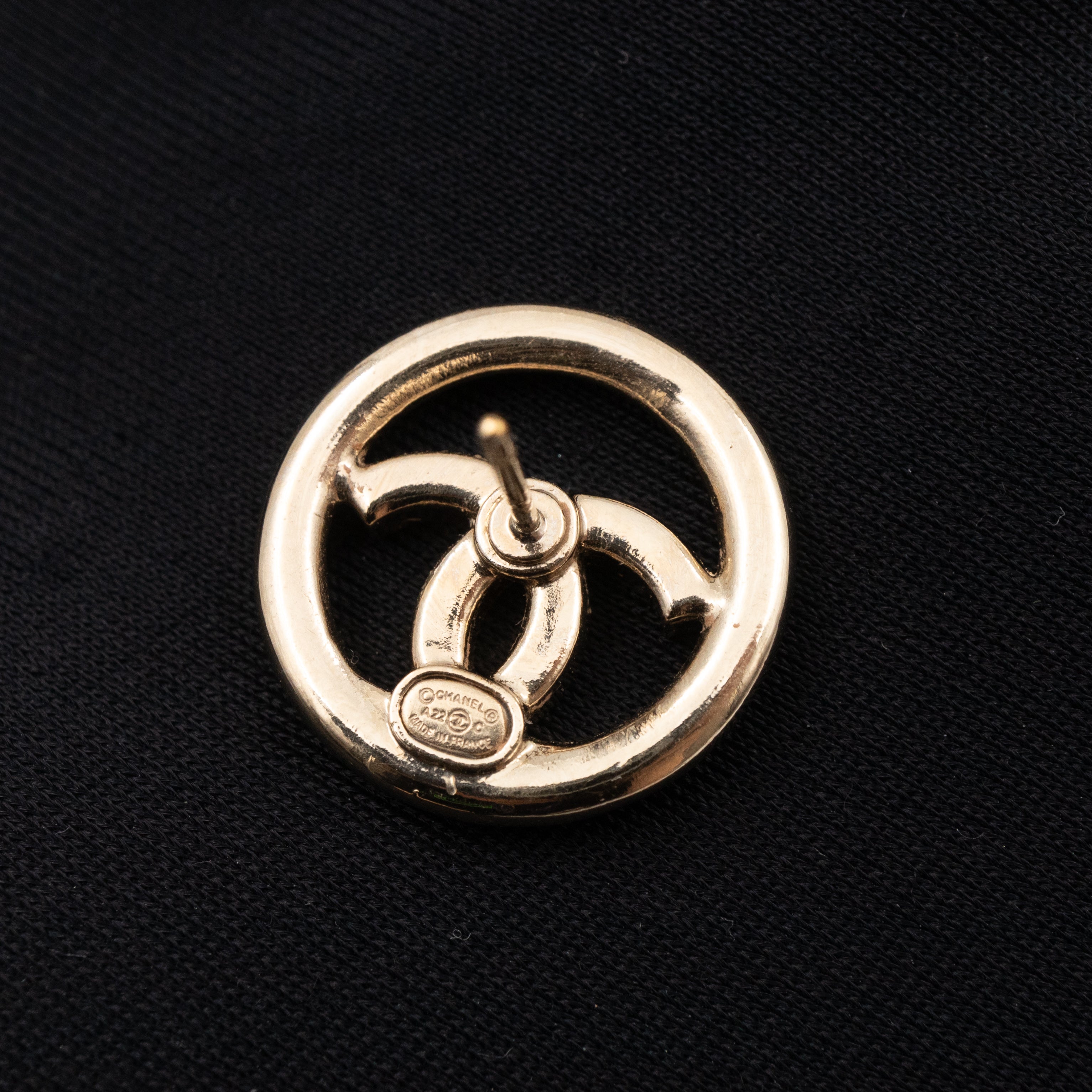 Light Gold Circle CC with Crystals Earrings