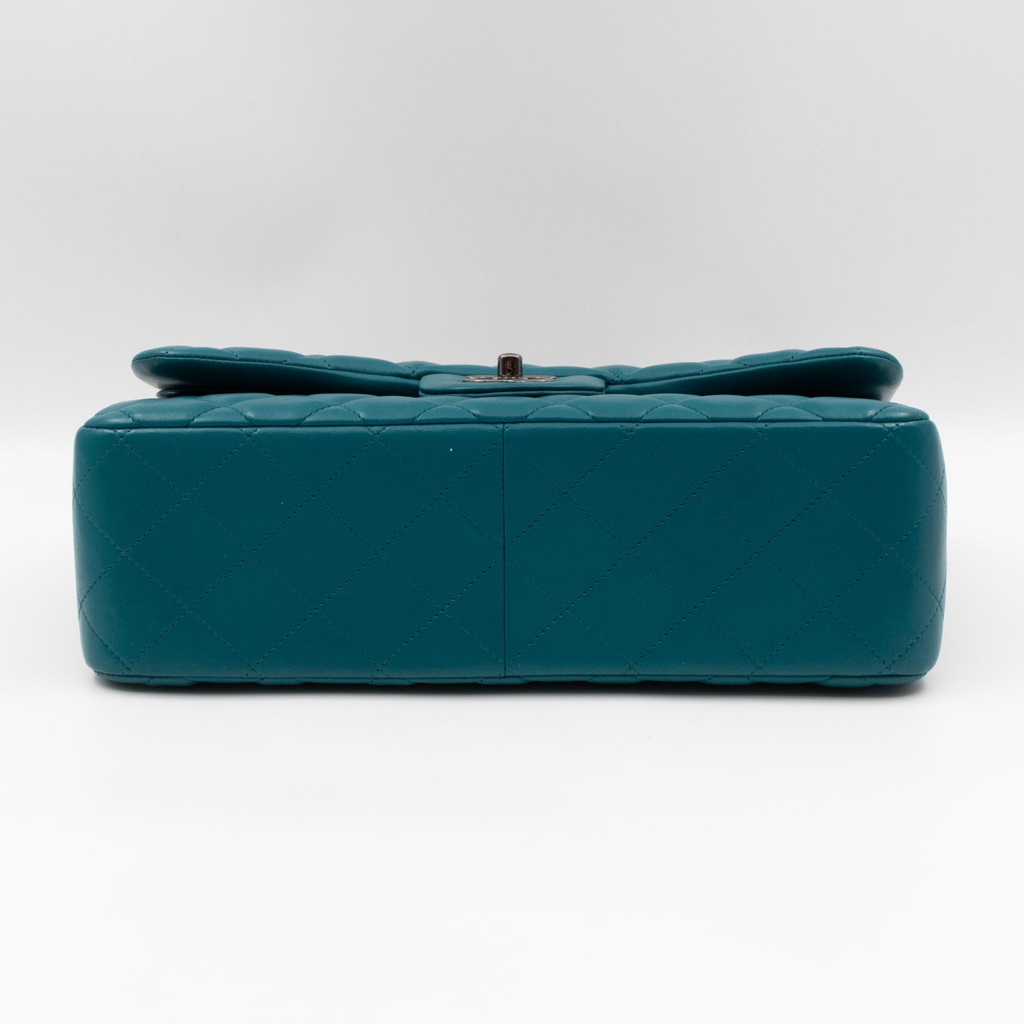 Classic Double Flap Jumbo Turquoise Lambskin Silver