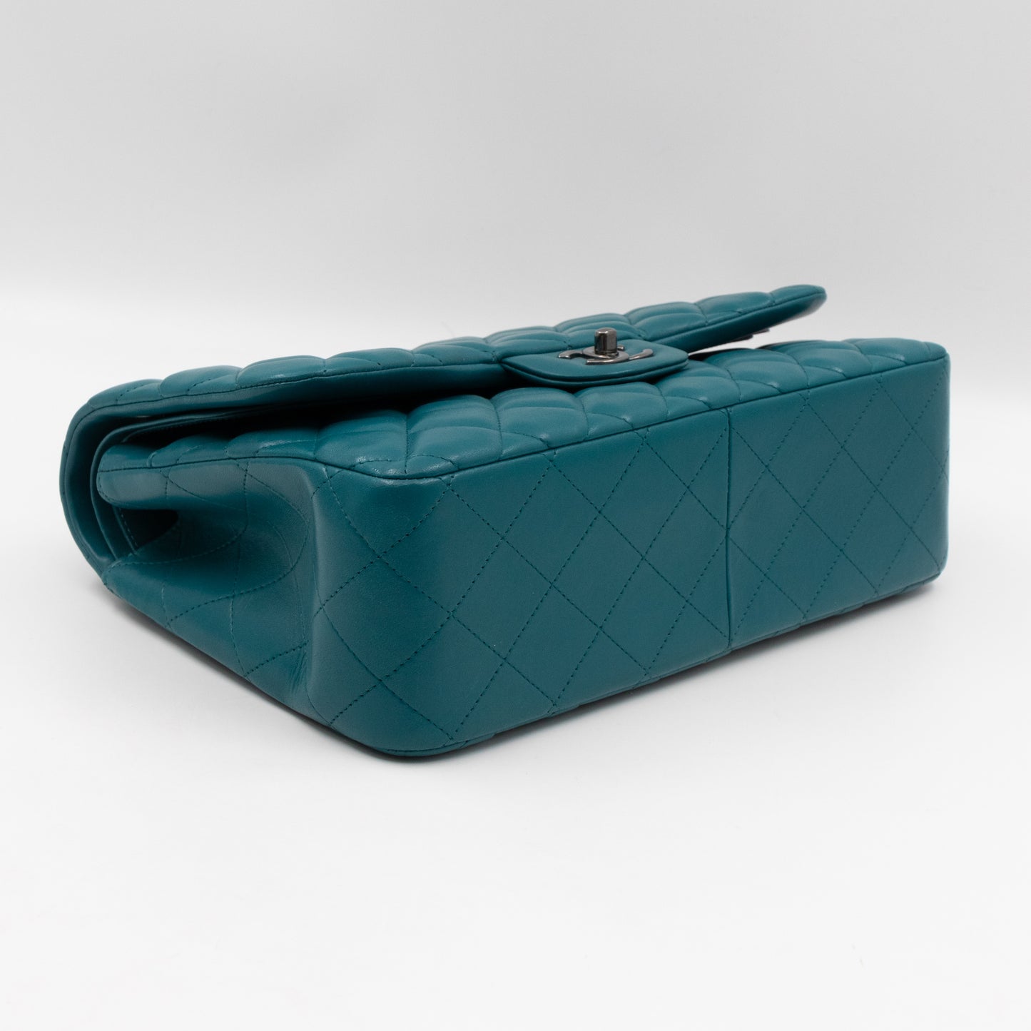 Classic Double Flap Jumbo Turquoise Lambskin Silver