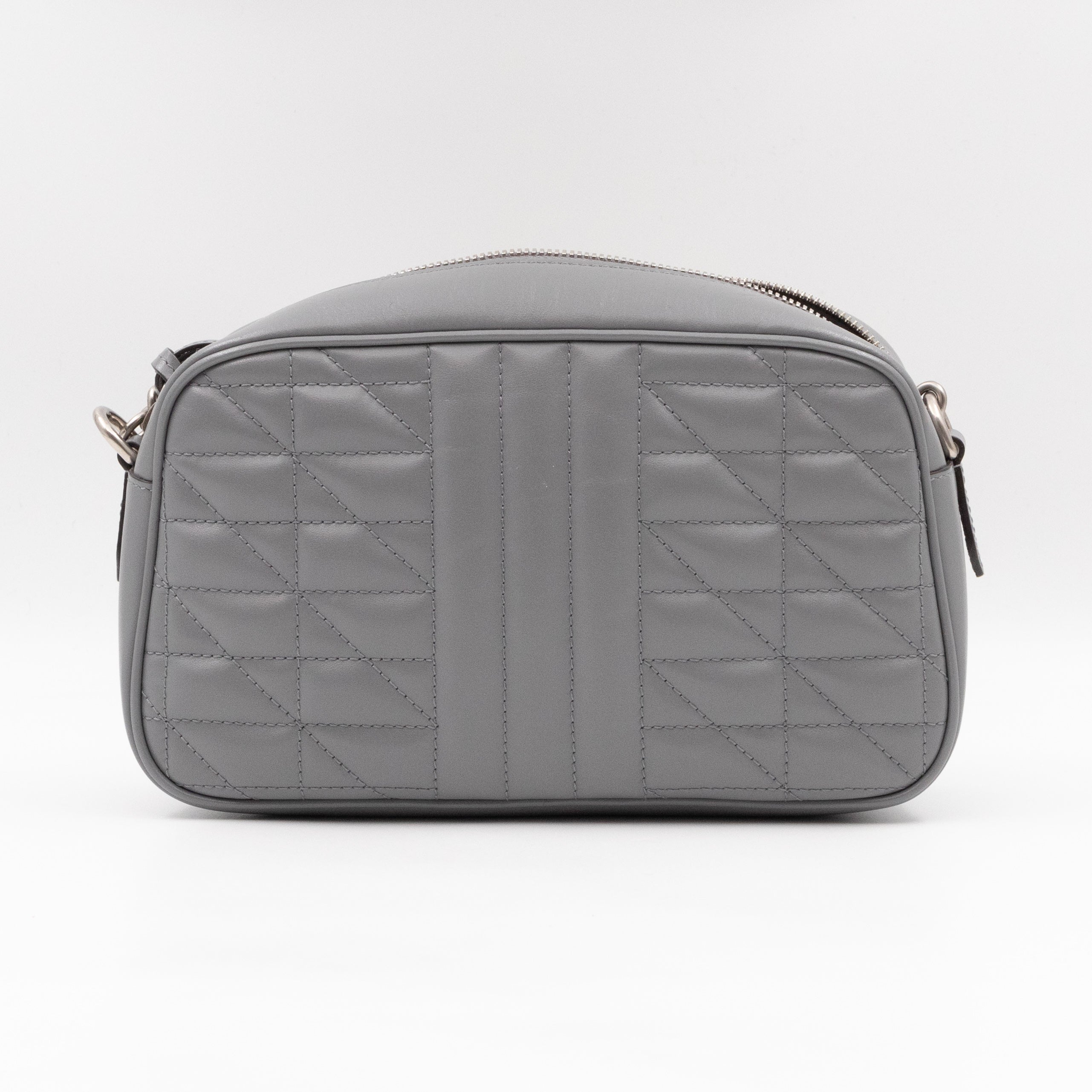 GG Marmont Small Deep Grey Matelasse Aria Leather