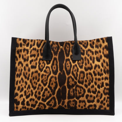 Rive Gauche Noe Tote Leopard Print Canvas