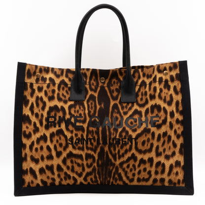 Rive Gauche Noe Tote Leopard Print Canvas