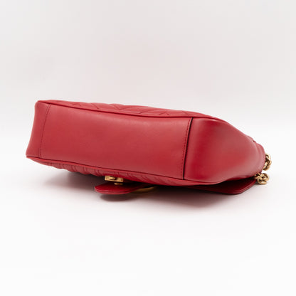 GG Marmont Small Flap Bag Red Matelasse Leather