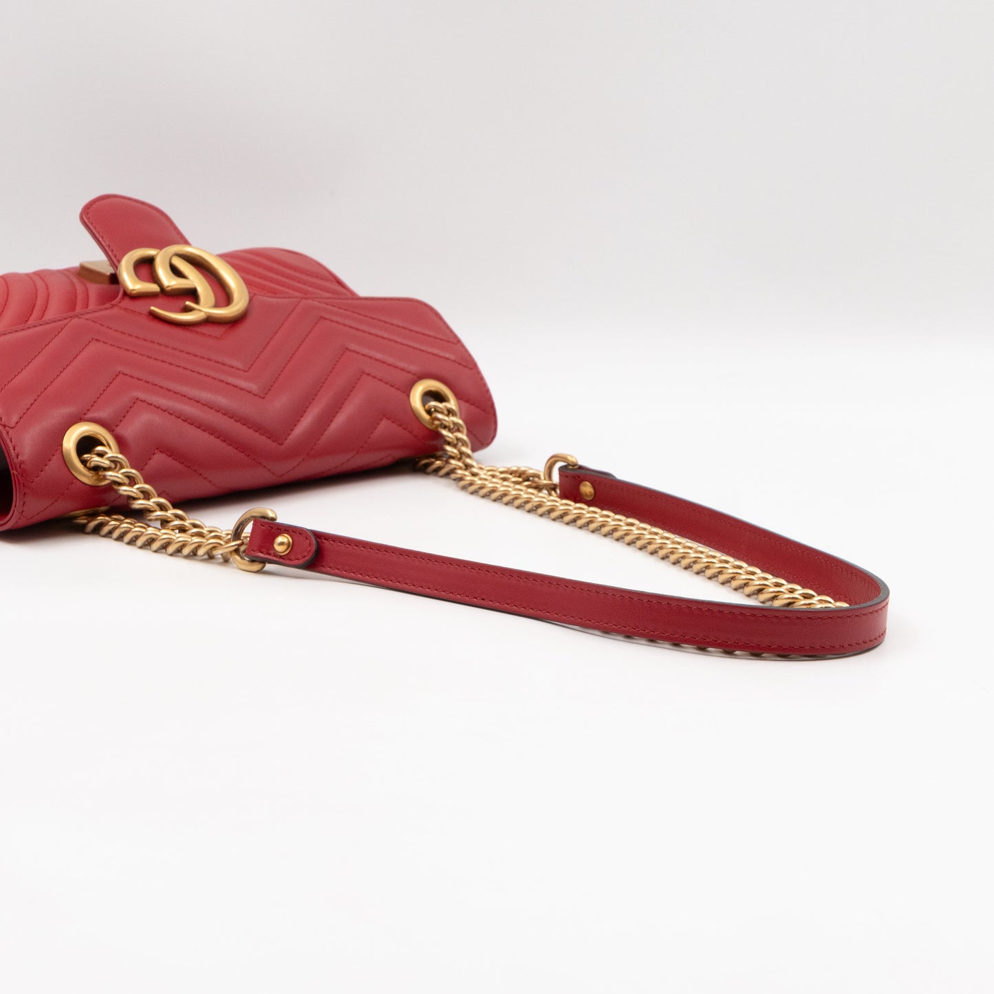 GG Marmont Small Flap Bag Red Matelasse Leather