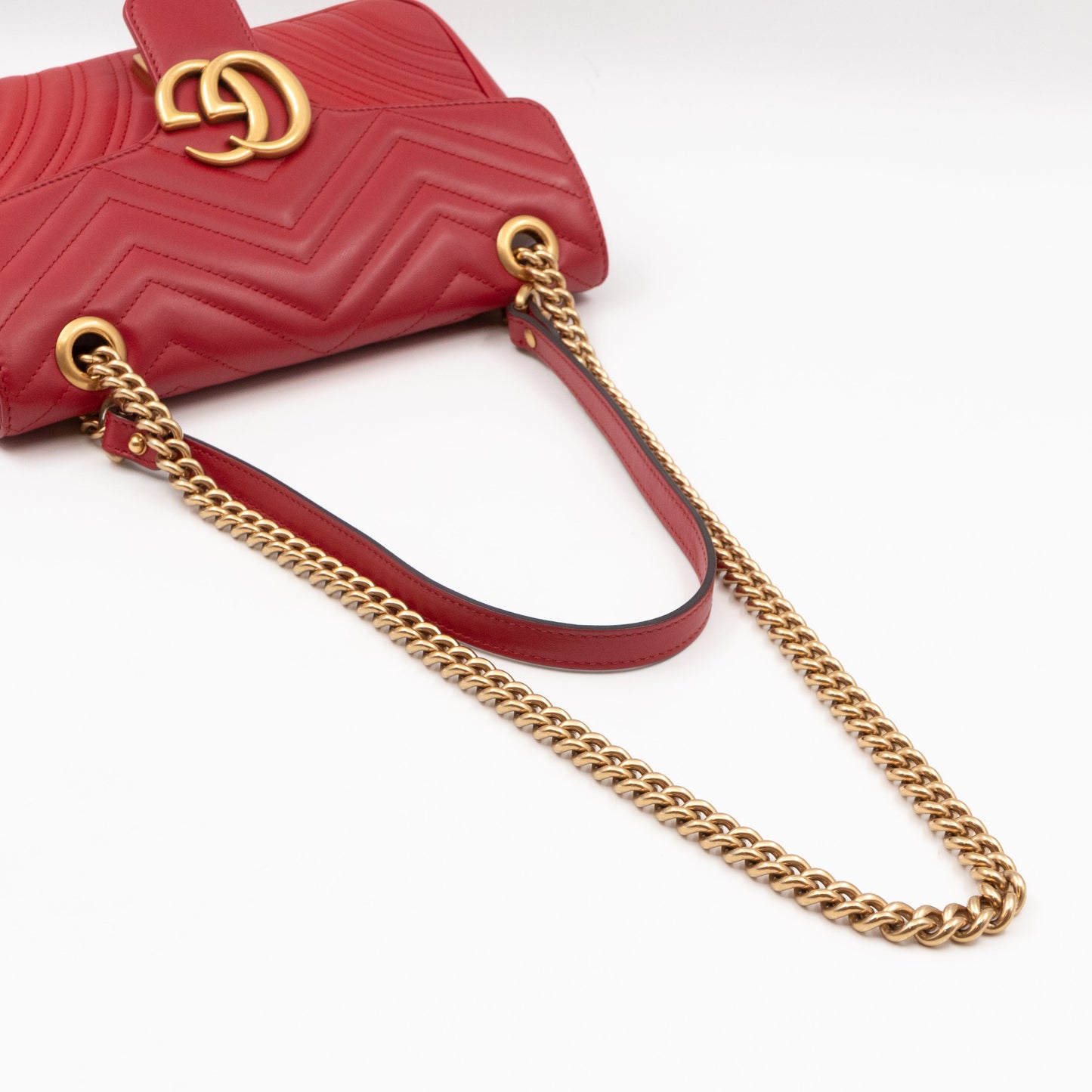 GG Marmont Small Flap Bag Red Matelasse Leather