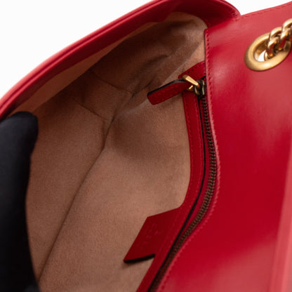 GG Marmont Small Flap Bag Red Matelasse Leather