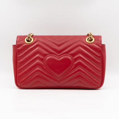 GG Marmont Small Flap Bag Red Matelasse Leather