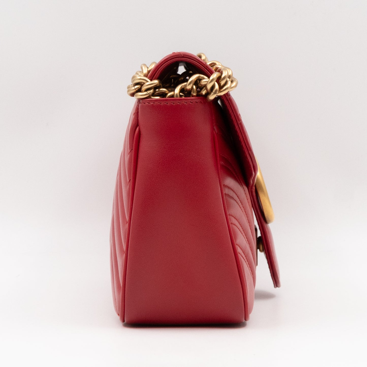 GG Marmont Small Flap Bag Red Matelasse Leather