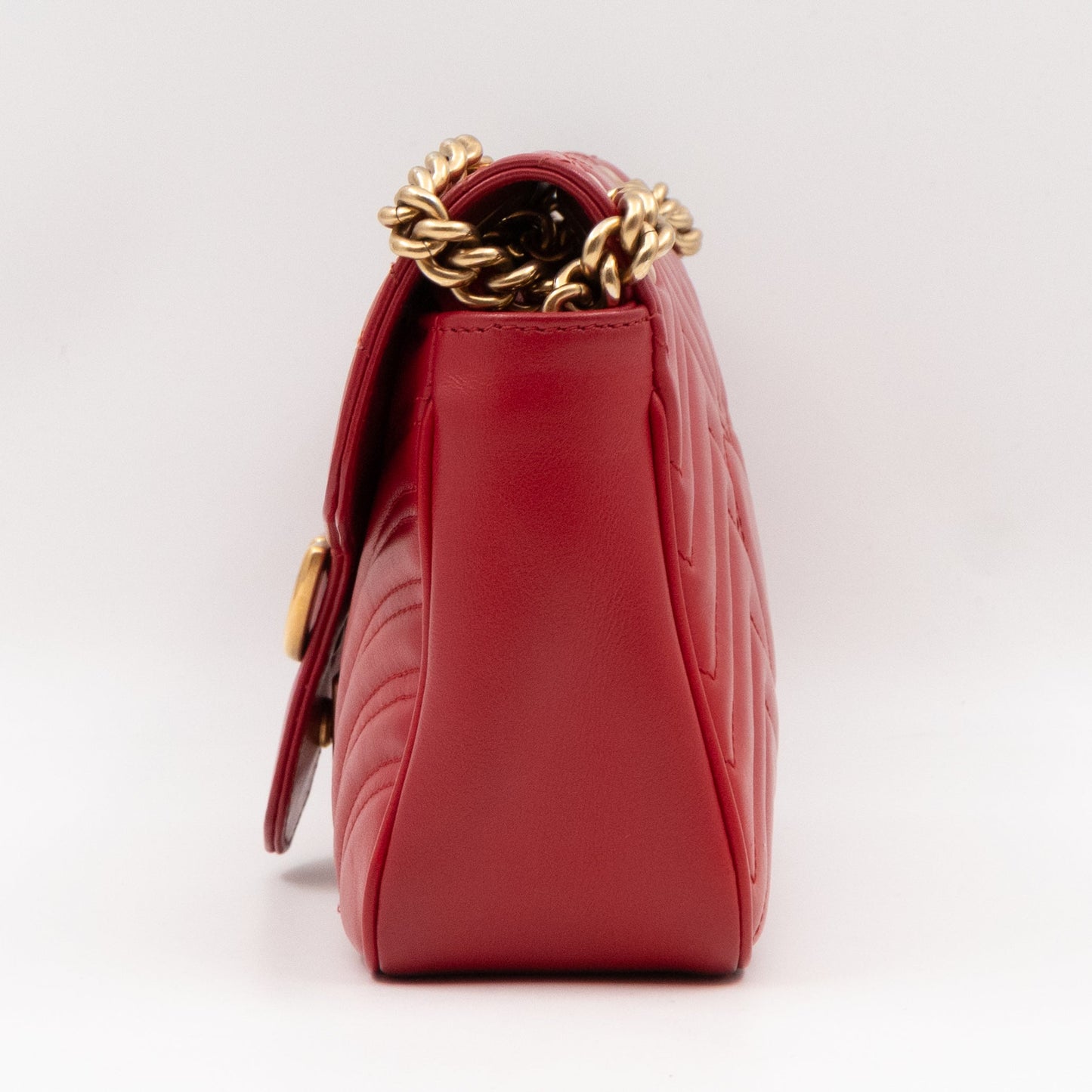 GG Marmont Small Flap Bag Red Matelasse Leather