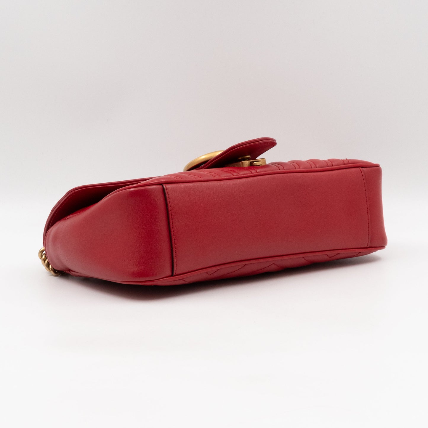 GG Marmont Small Flap Bag Red Matelasse Leather