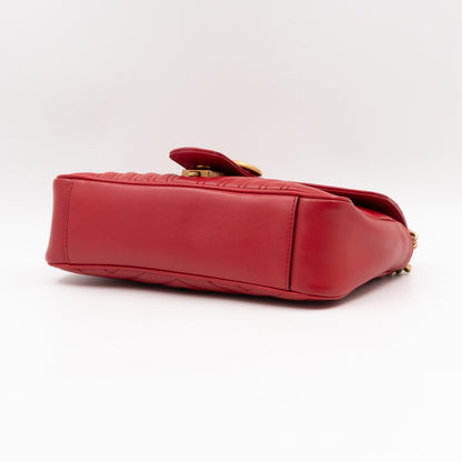GG Marmont Small Flap Bag Red Matelasse Leather
