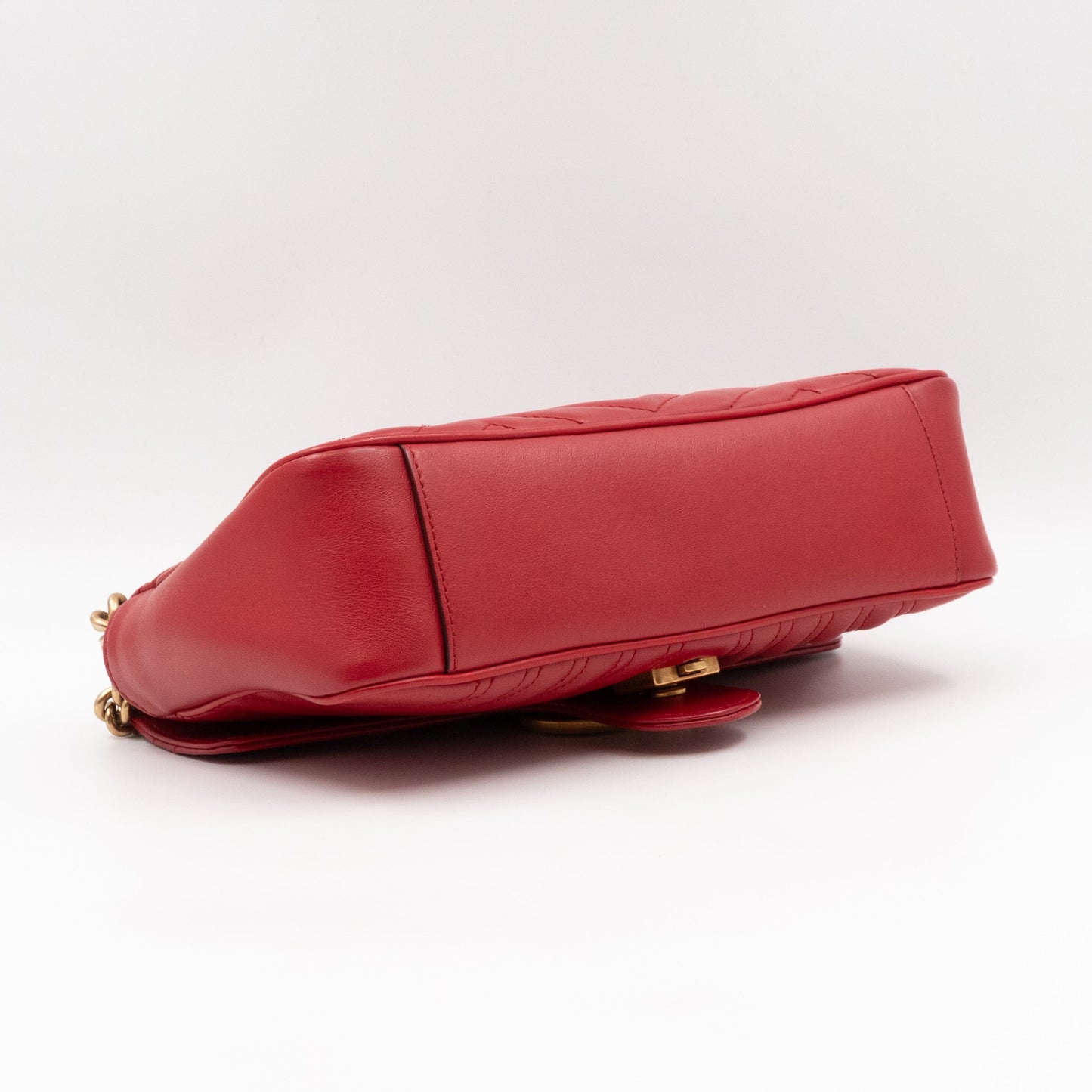 GG Marmont Small Flap Bag Red Matelasse Leather