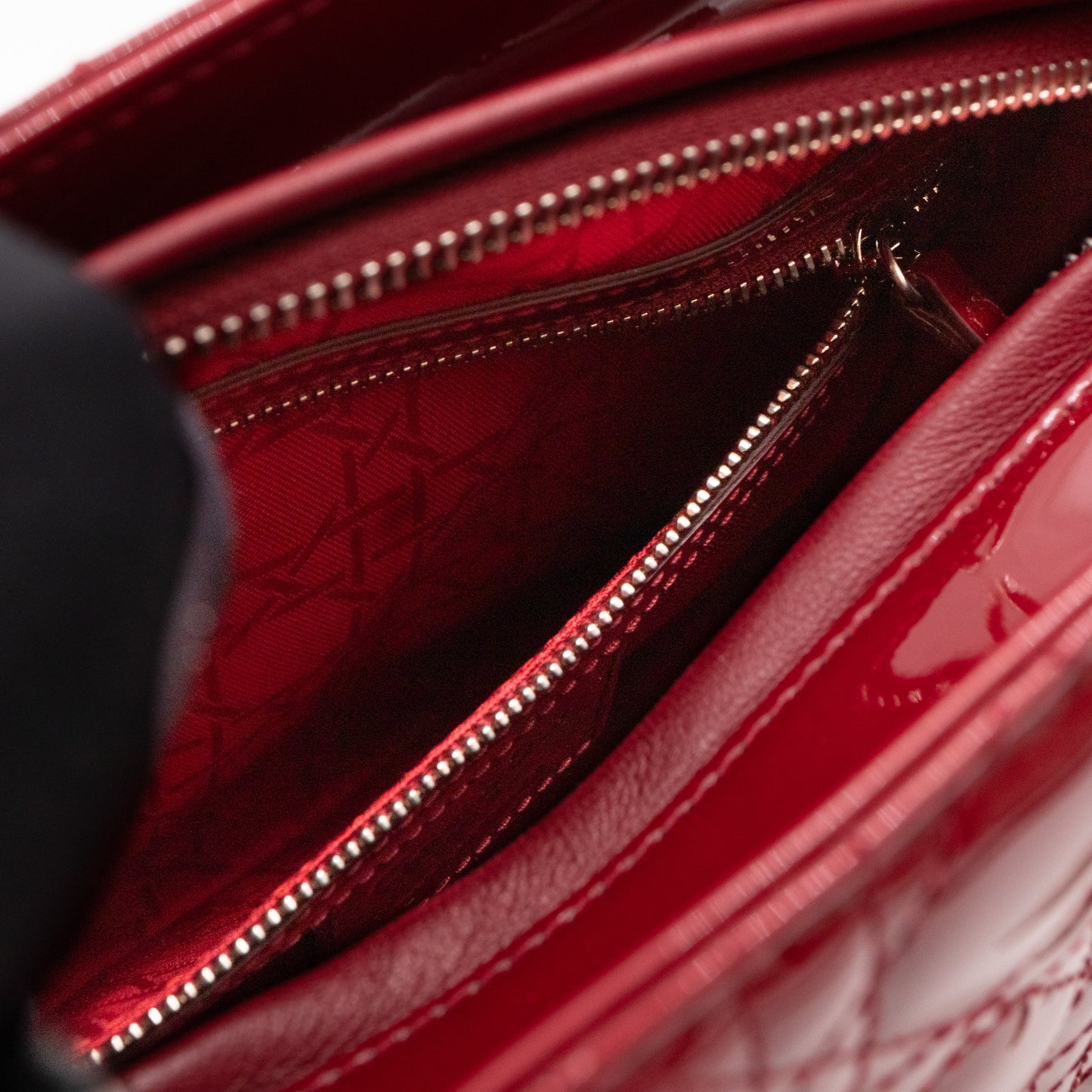 Lady Dior Medium Dark Red Patent Leather