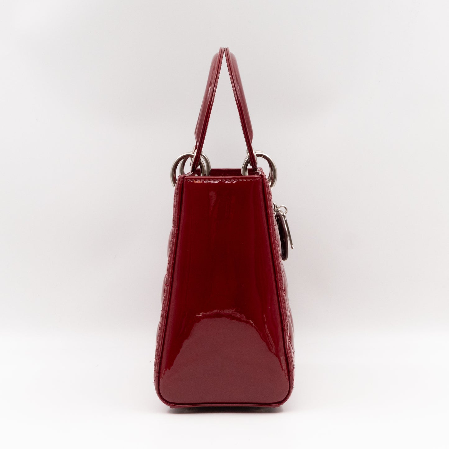 Lady Dior Medium Dark Red Patent Leather