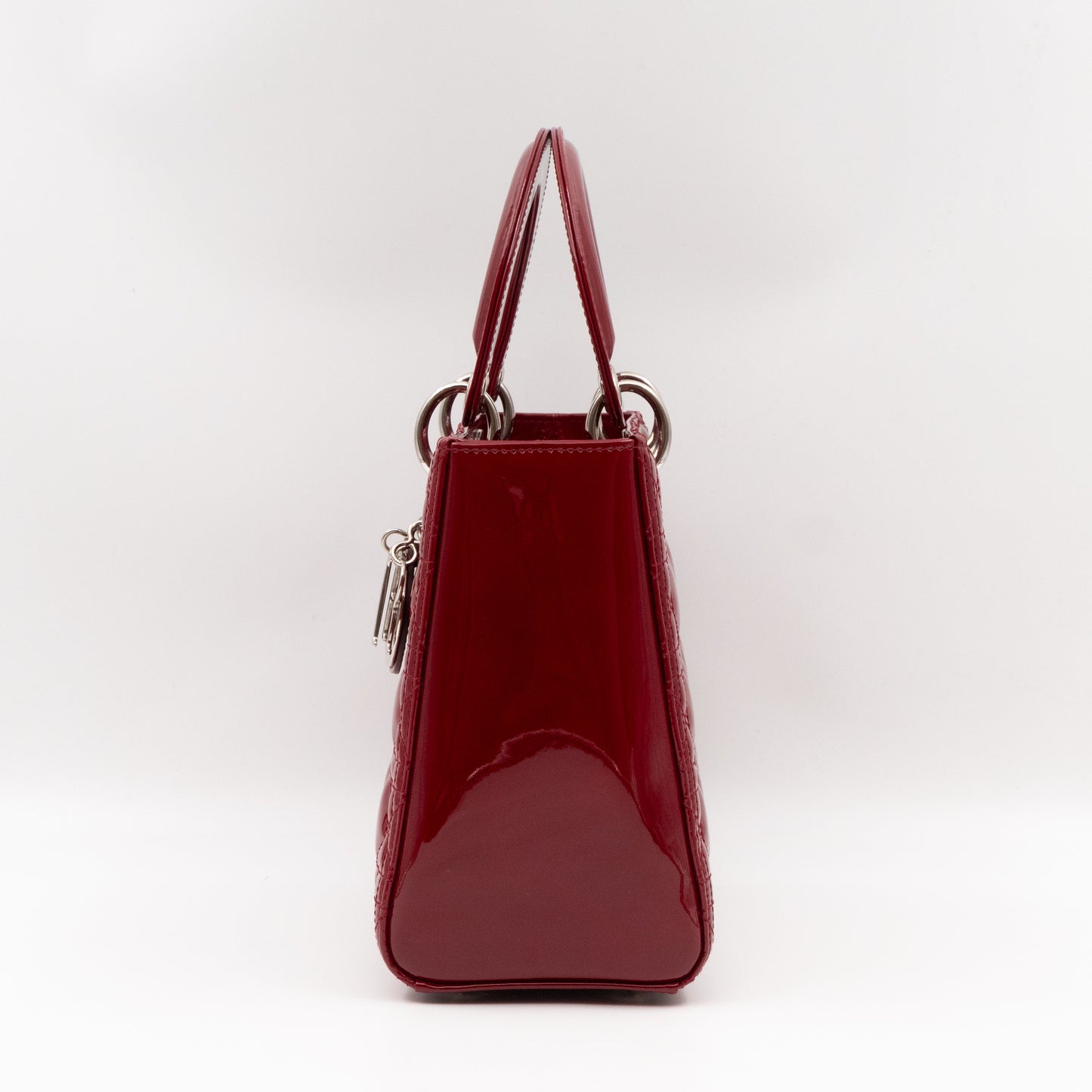 Lady Dior Medium Dark Red Patent Leather