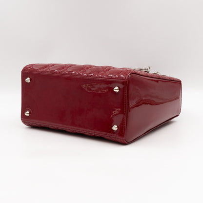 Lady Dior Medium Dark Red Patent Leather