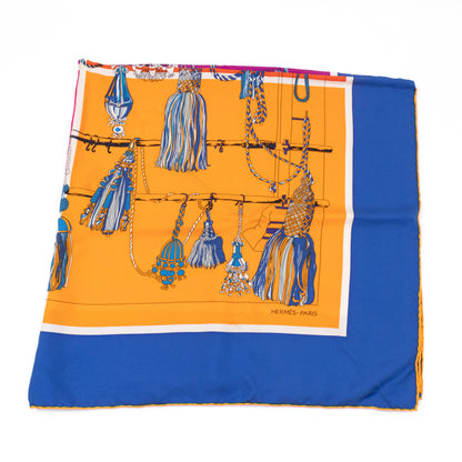 Silk Scarf 90 Passementerie Blue Orange