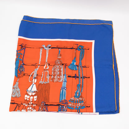 Silk Scarf 90 Passementerie Blue Orange