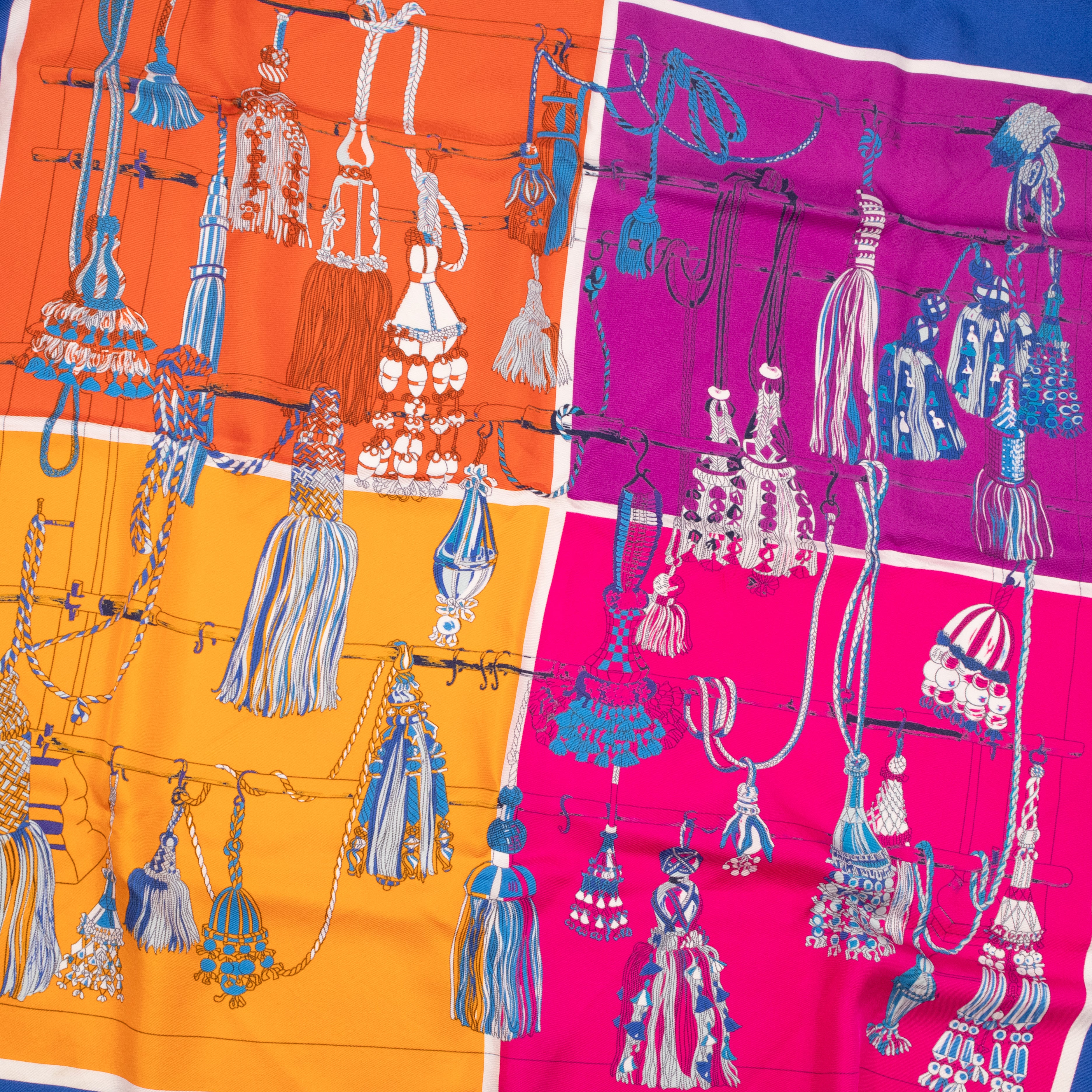 Silk Scarf 90 Passementerie Blue Orange