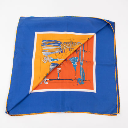 Silk Scarf 90 Passementerie Blue Orange