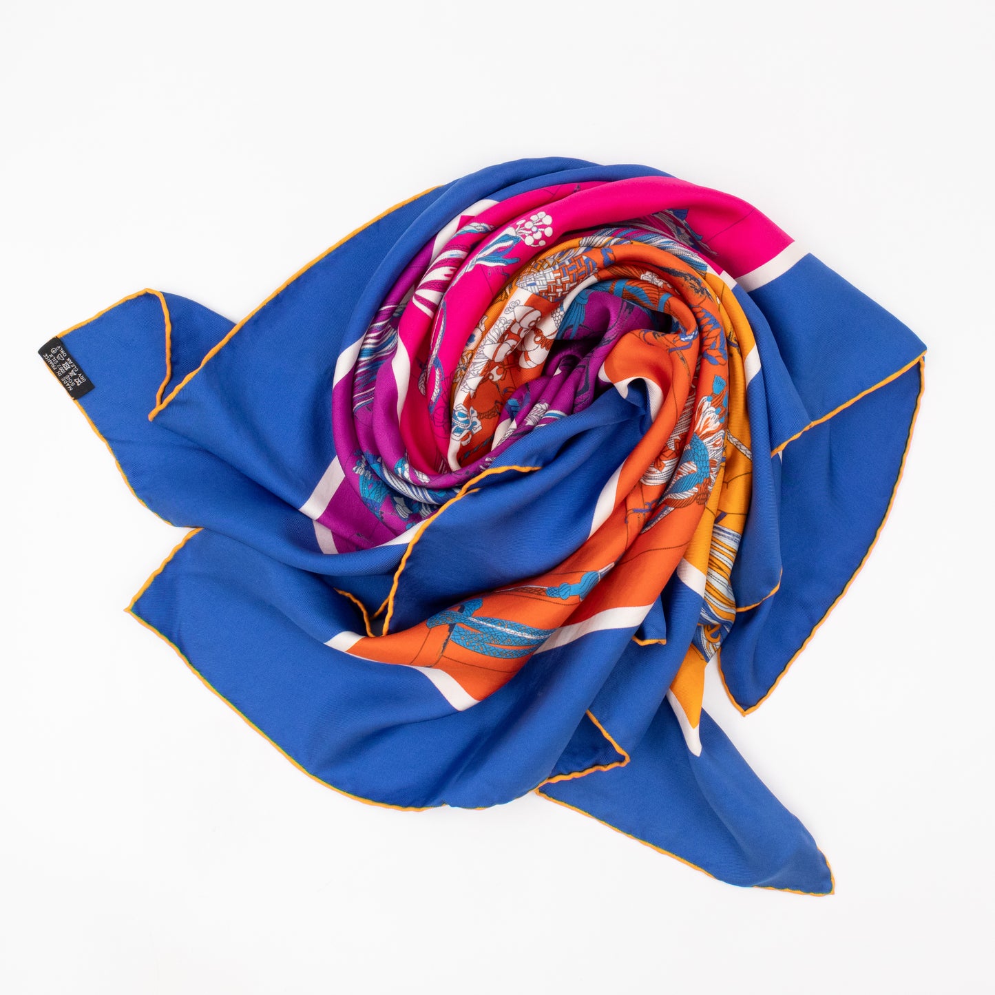 Silk Scarf 90 Passementerie Blue Orange